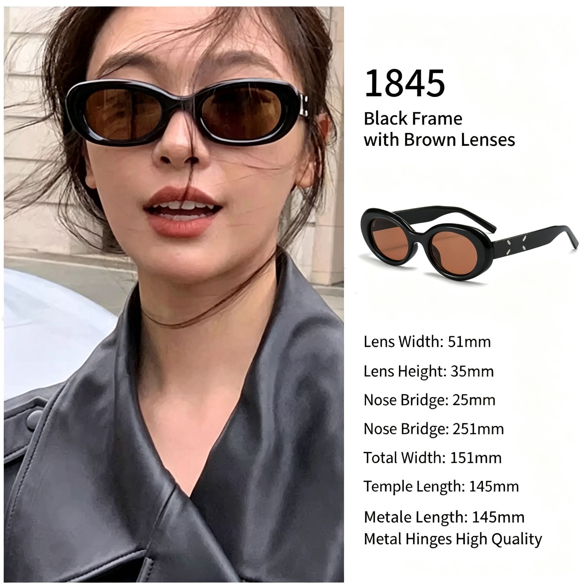 Warm Retro Black Frame Brown Lens Cat Eye Sunglasses UV400 Blocking