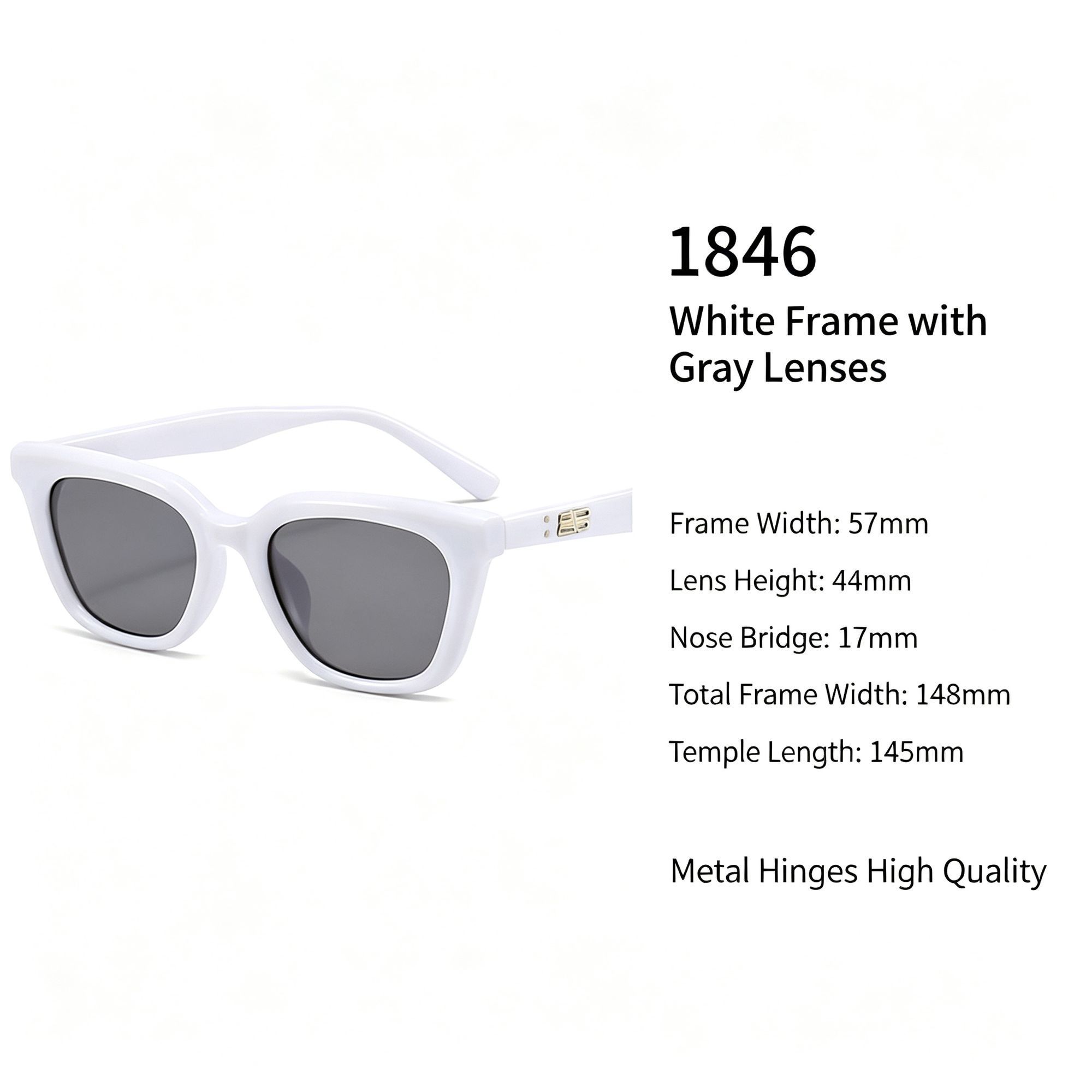 Brightening White Frame Grey Lens Cat Eye Sunglasses UV400 Blocking