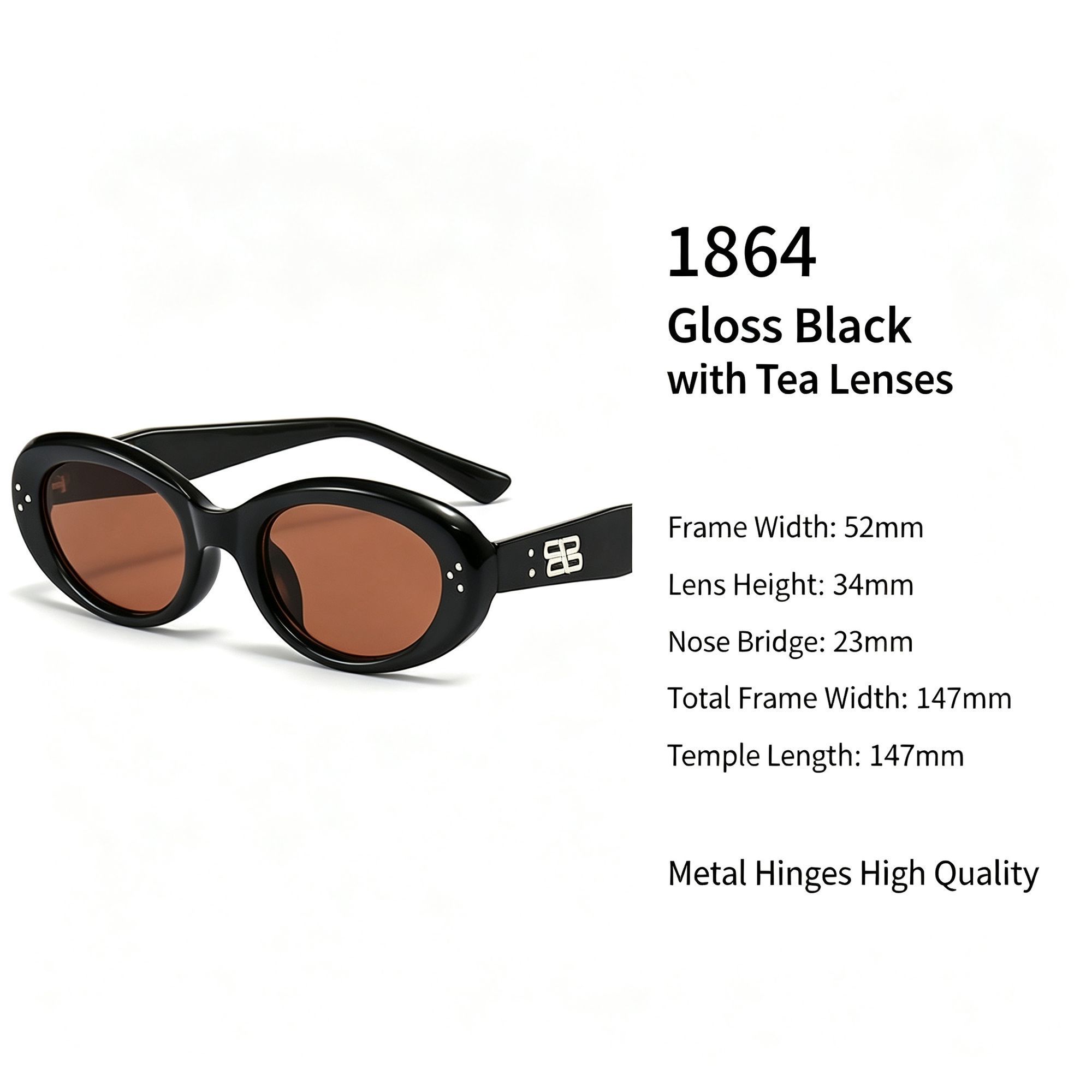 Polished Black Frame Brown Lens Cat Eye Sunglasses UV400