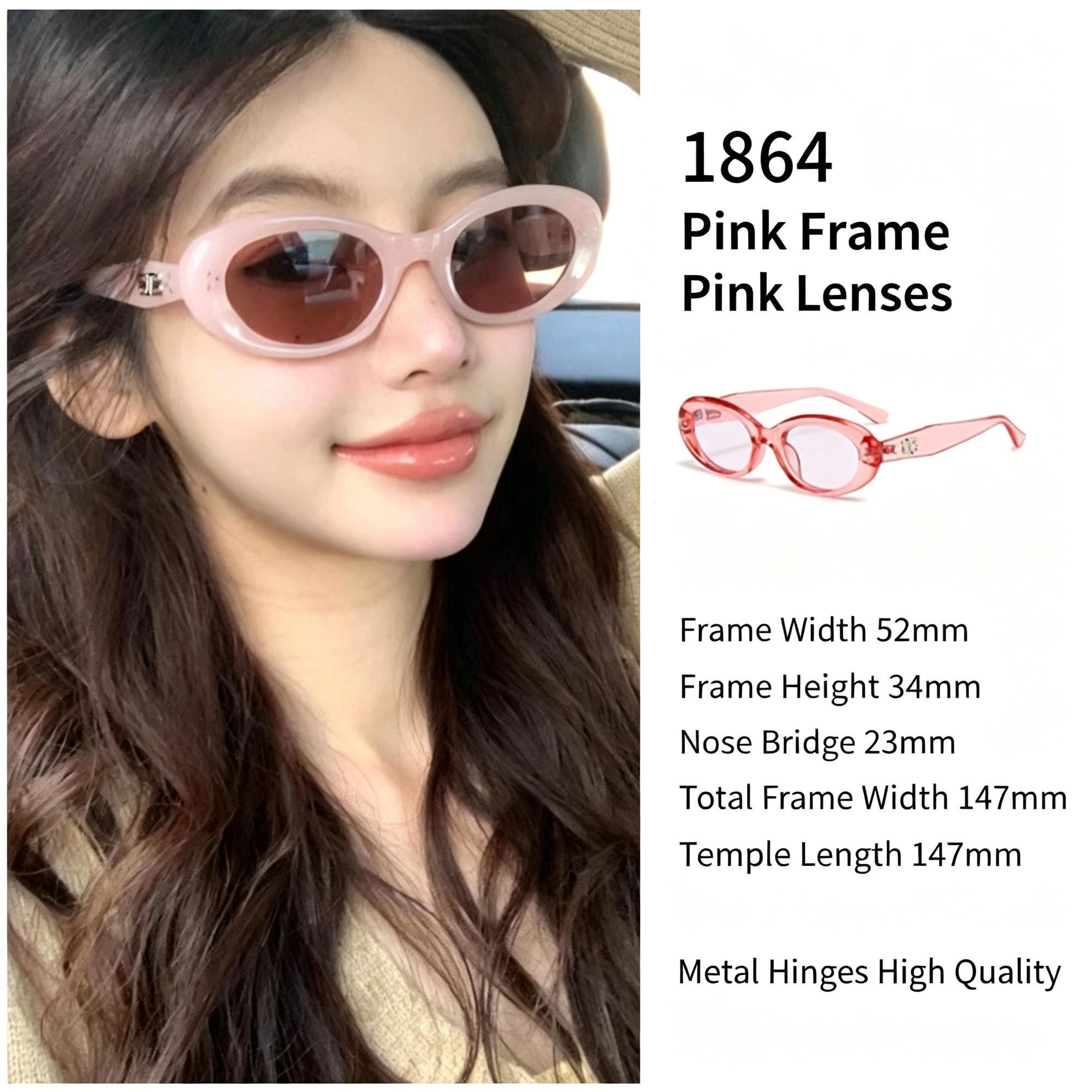 Sweet Pink Frame Pink Lens Cat Eye Sunglasses UV400