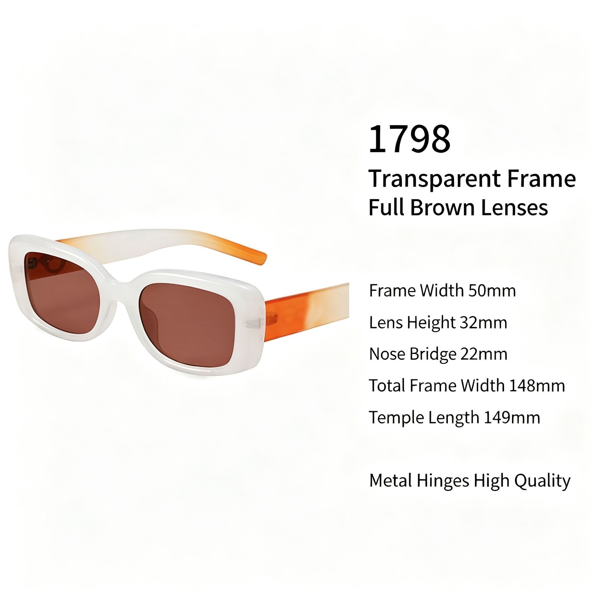 Clear Frame Full Tea Lens Cat Eye Sunglasses UV400 Protection