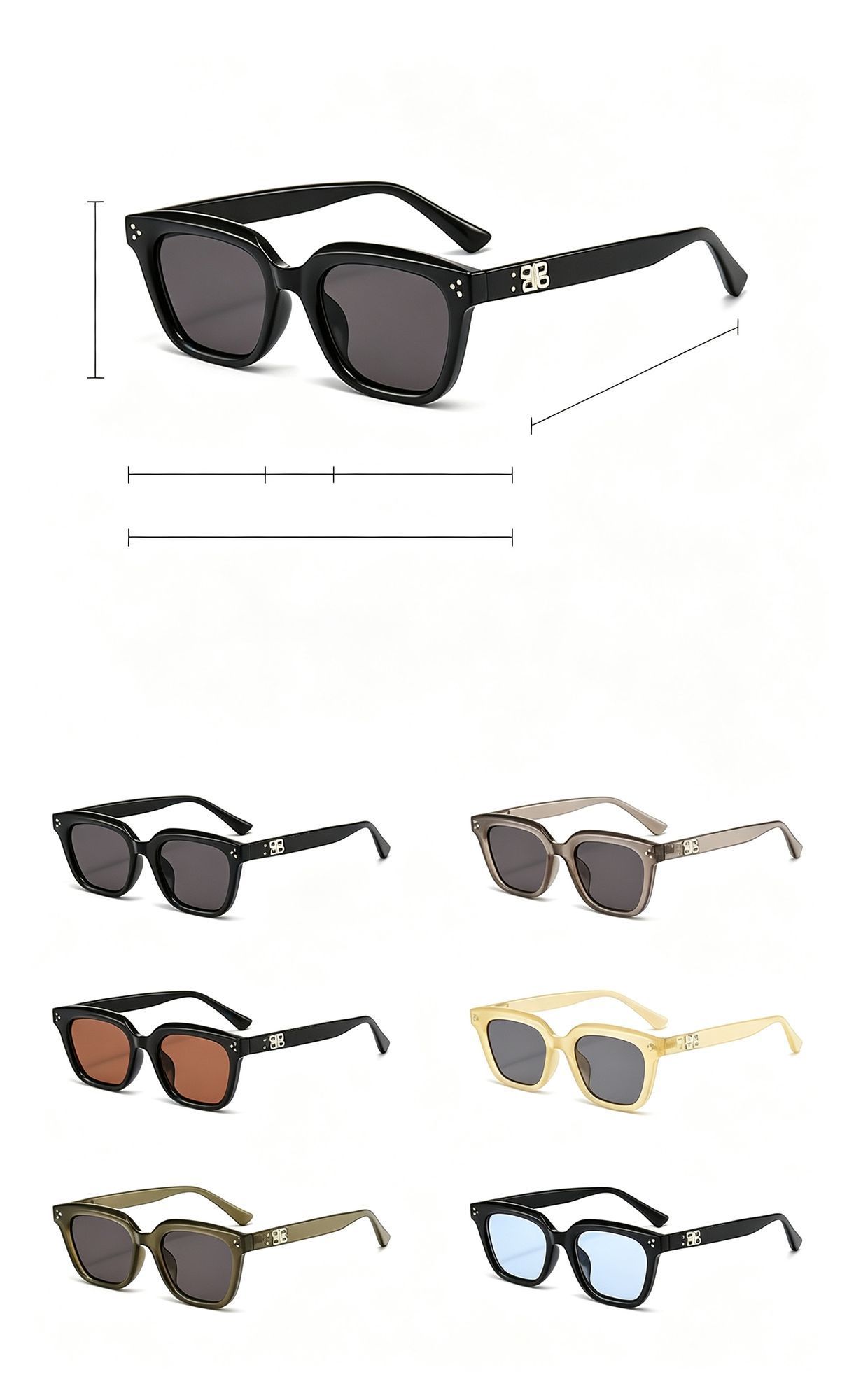 Unique Top Yellow Bottom Clear Gradient Blue Cat Eye Sunglasses UV400 view 4