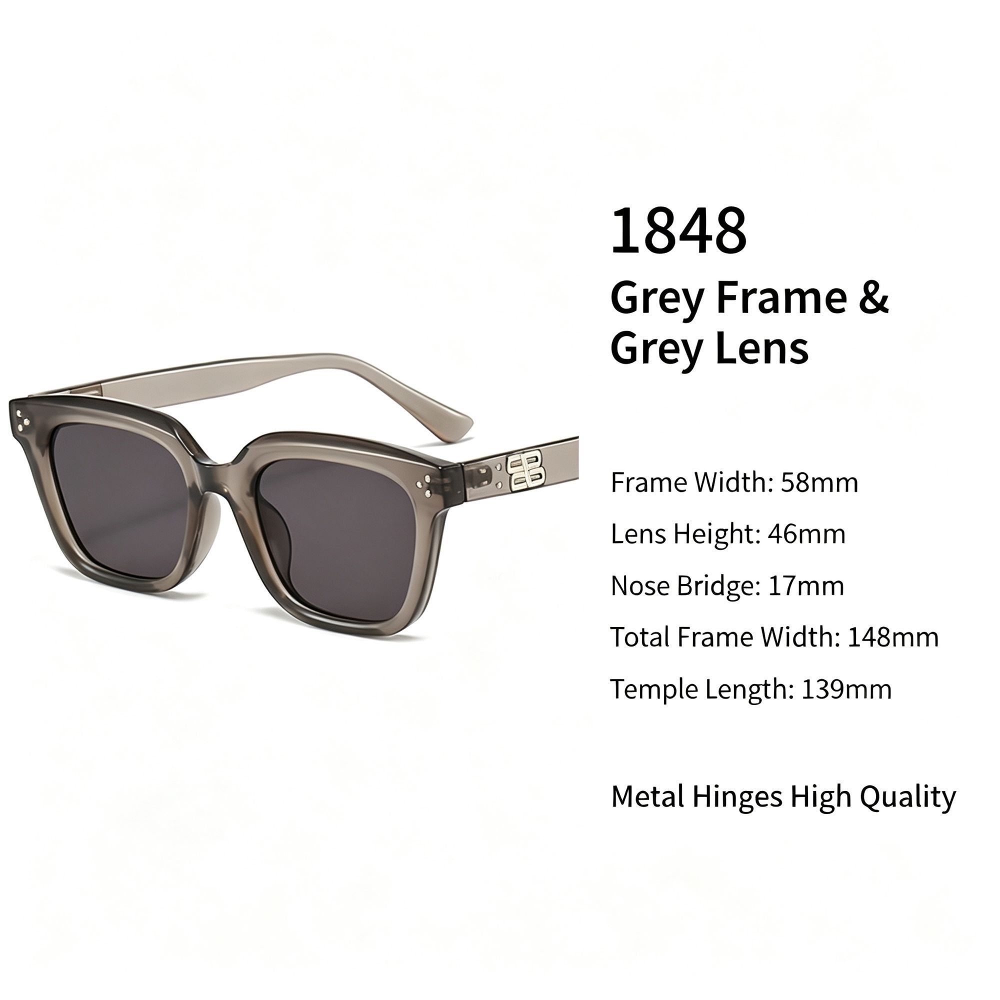 Sheer Transparent Grey Frame Grey Lens Cat Eye Sunglasses UV400 Blocking