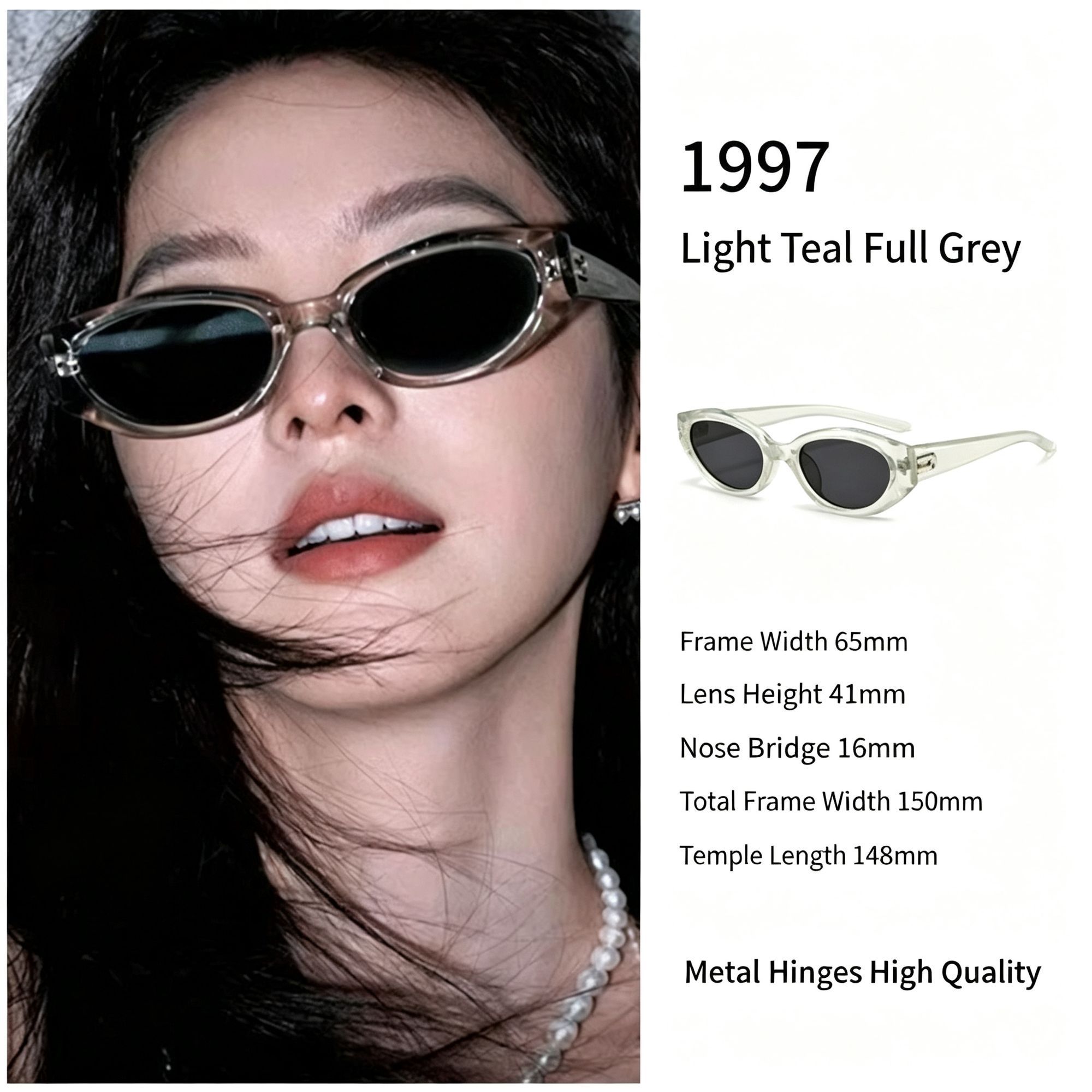 Bright Light Tea Full Grey Lens Cat Eye Sunglasses UV400