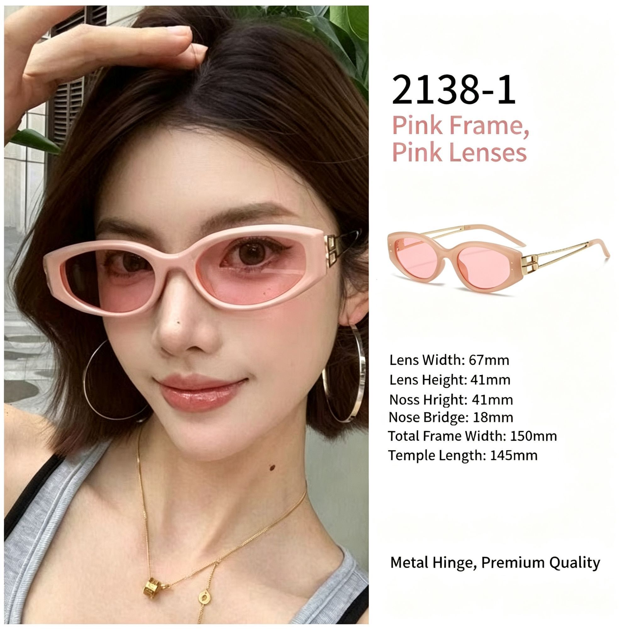 Cute Pink Frame Pink Lens Cat Eye Sunglasses UV400 Protection
