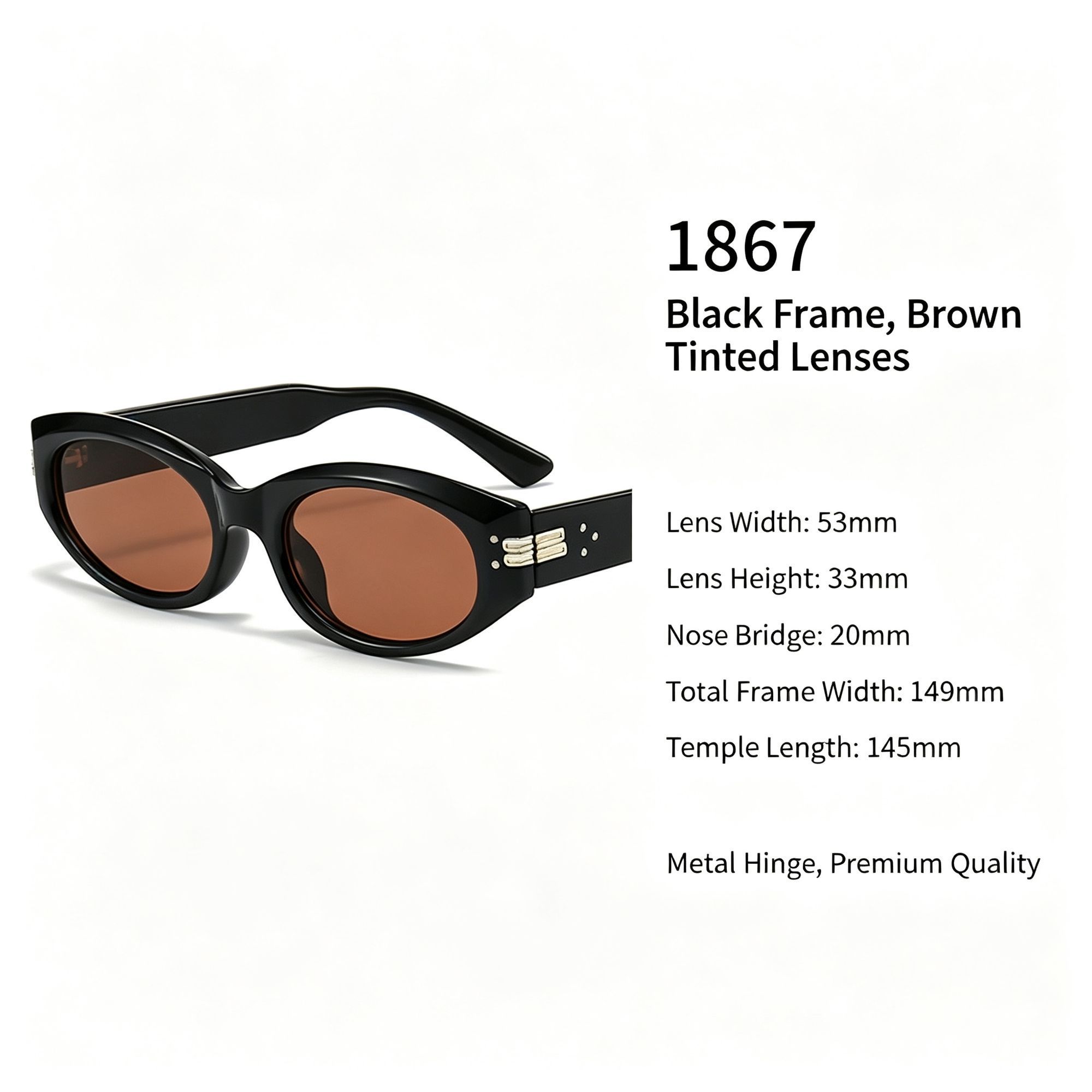 Classic Black Frame Brown Lens Cat Eye Sunglasses UV400 Protection