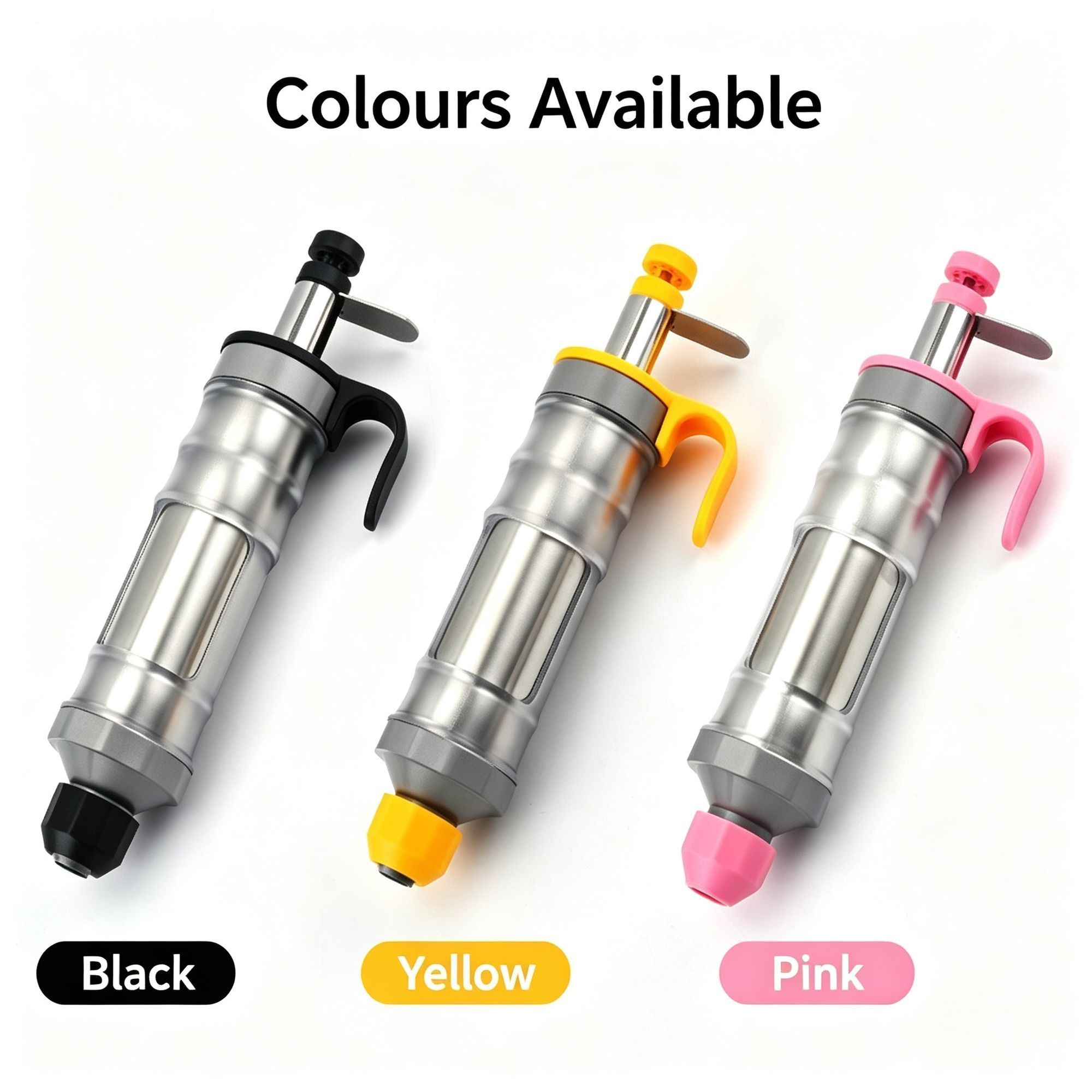 Bright Yellow Manual Cookie Press Kit with 6 Stainless Steel Piping Tips view 5