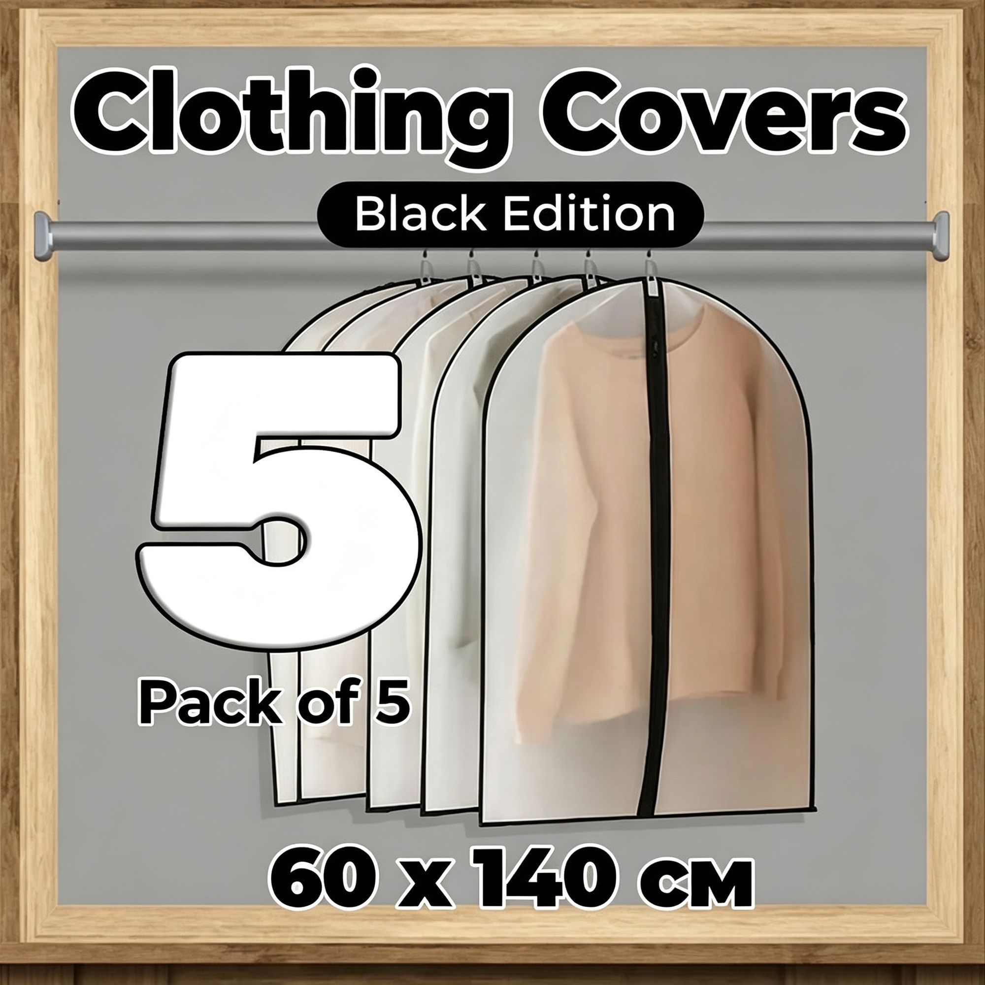 Black Trim | 5 Pack | 60x140cm | Washable Thickened Long Wear Dust Cover Set — image 1
