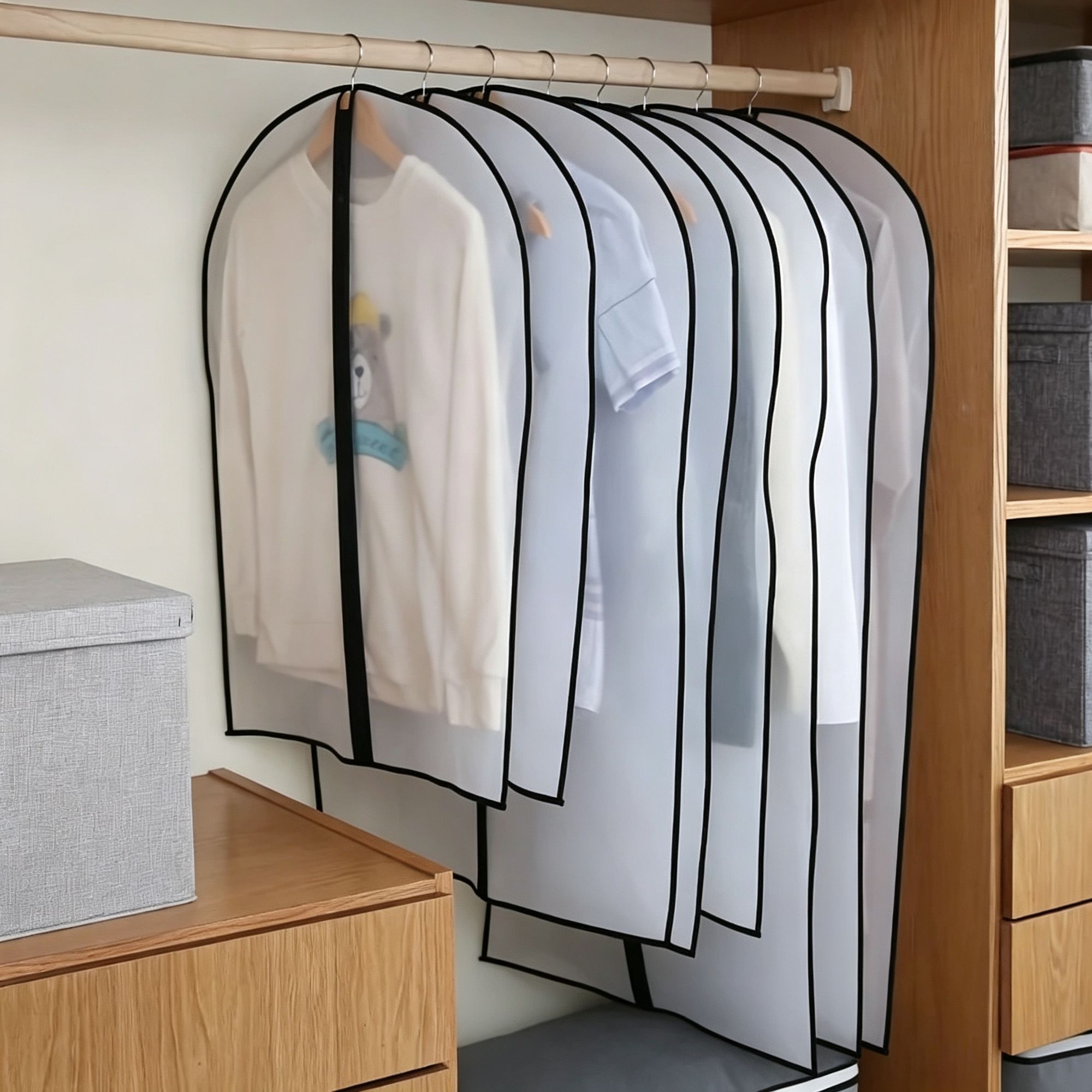 White Trim | 6 Pack | 60x100cm | Washable Thickened Suit Dust Covers, Elegant view 7