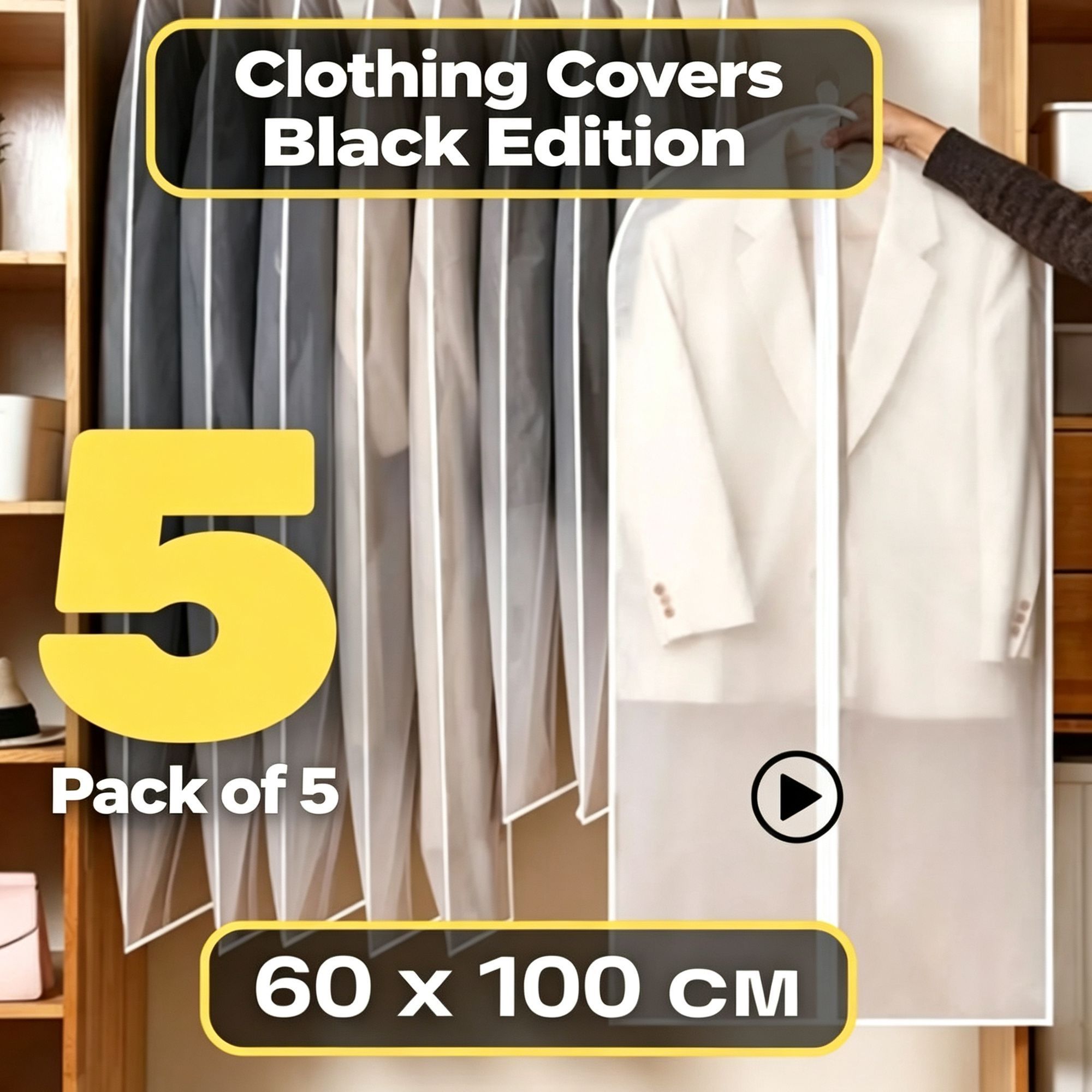 White Trim | 5 Pack | 60x100cm | Washable Thickened Blazer Dust Cover Set — image 1