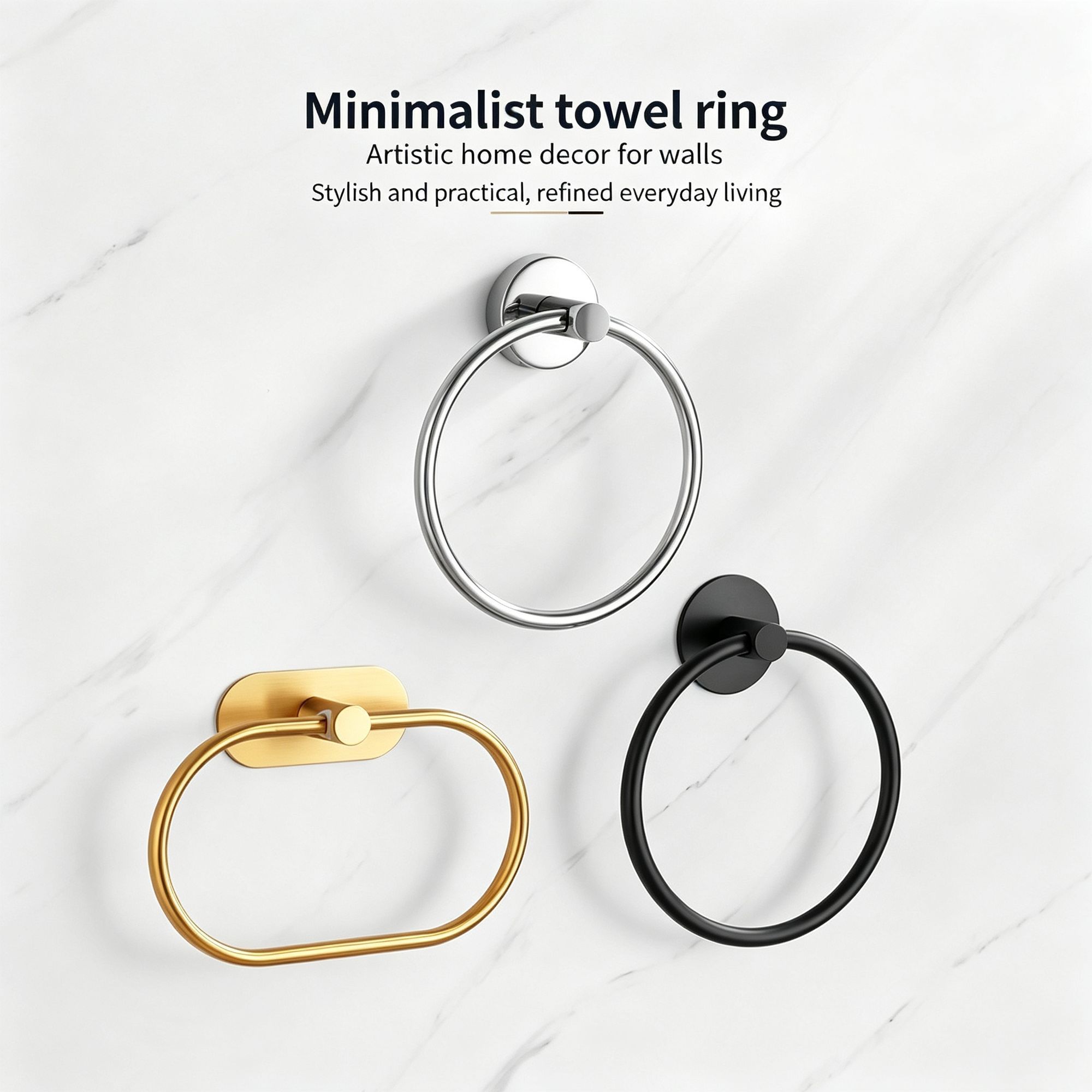 Round Towel Ring - Drill Mount (Polished) 2 Pcs view 2