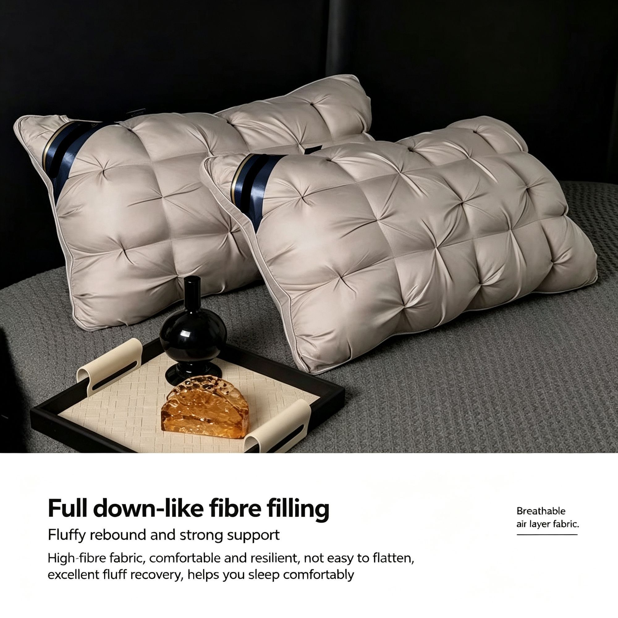 Twisted Elegant Grey Low Loft Pillow Pair view 11