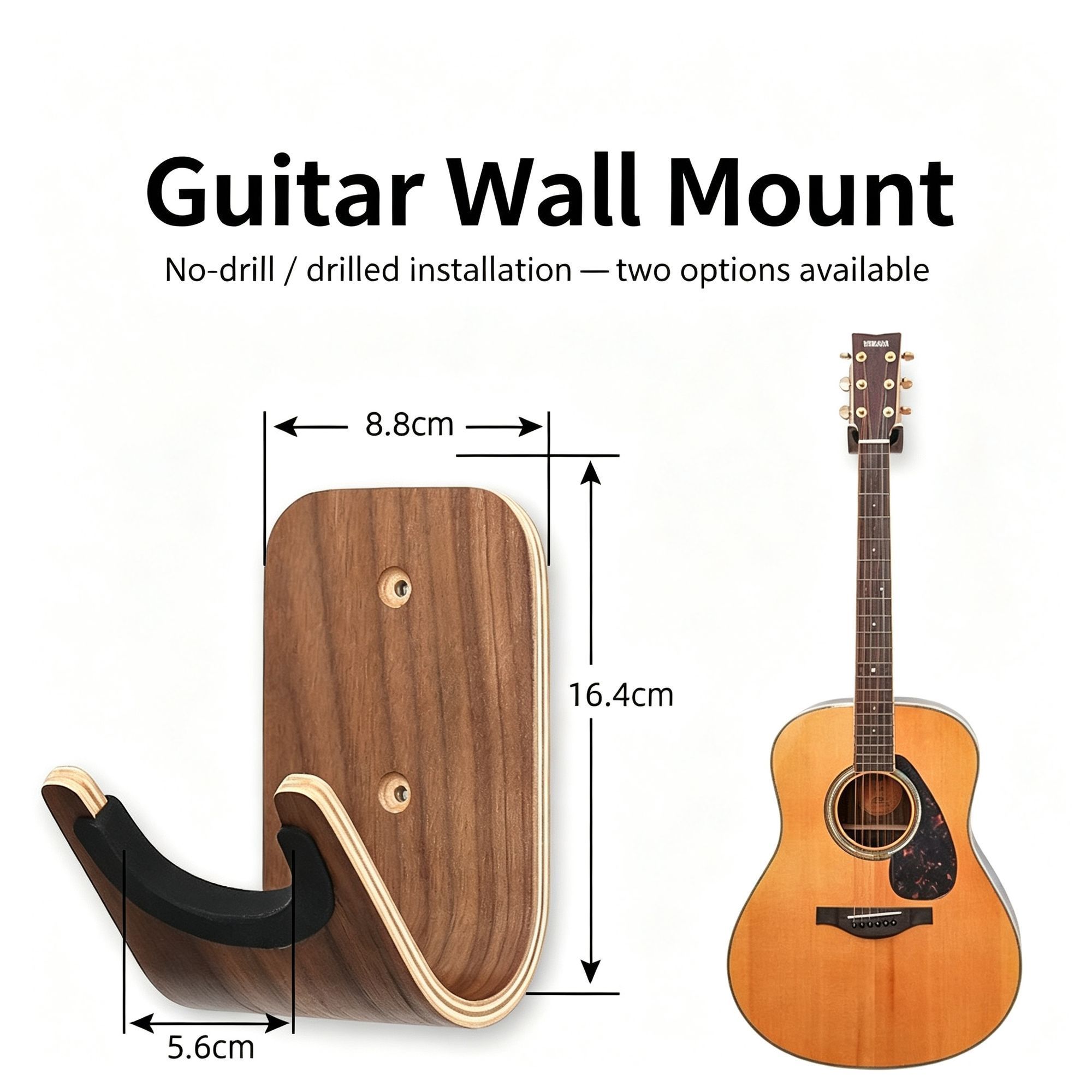 Large No-Drill Wall Guitar Hanger 2 Pack — image 1