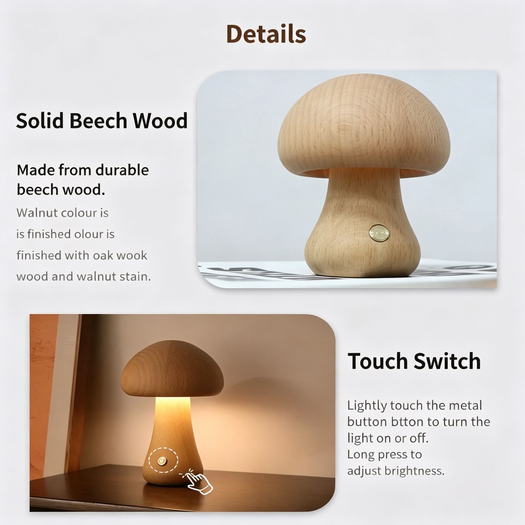Warm White C-Style Patchwork Mushroom Night Light view 5