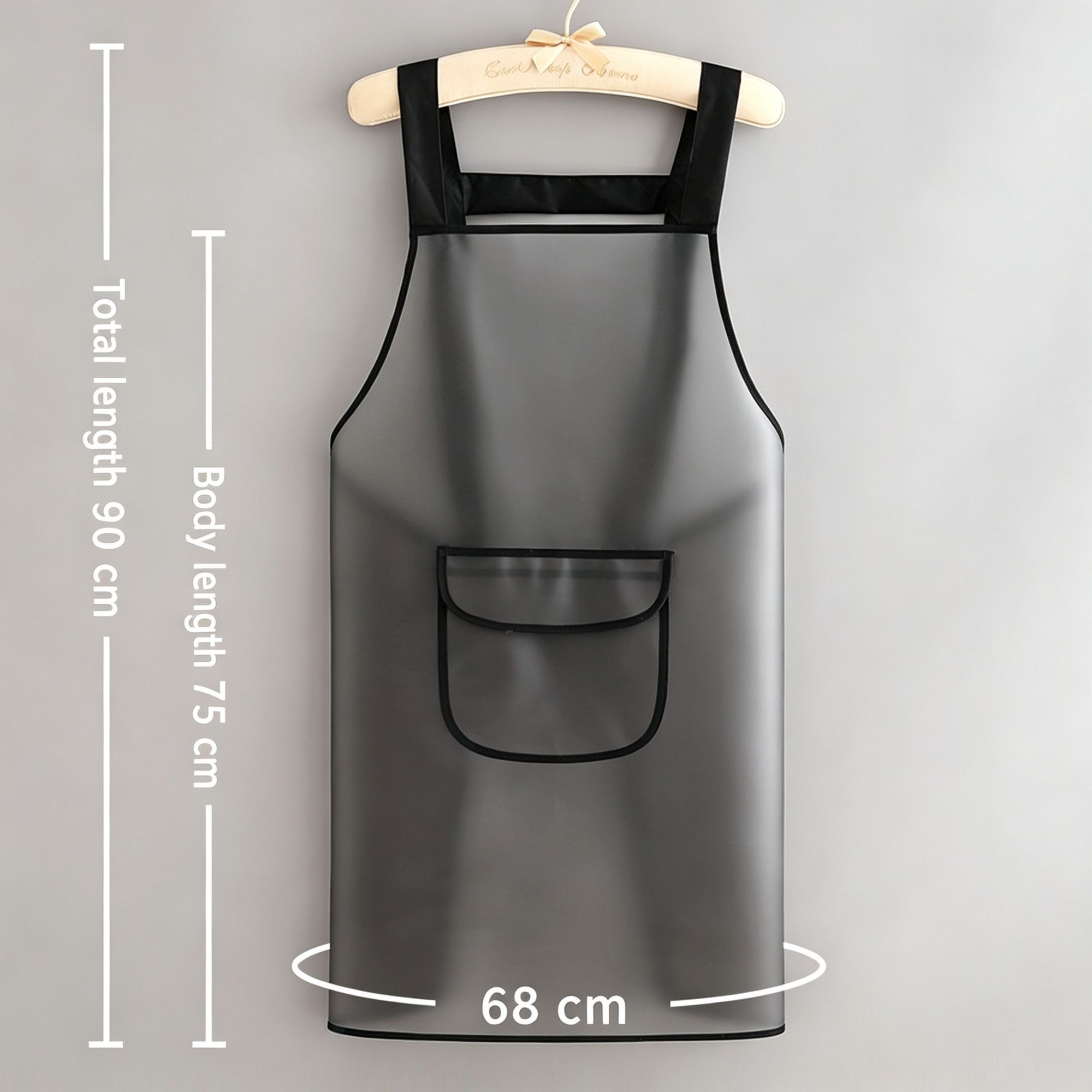 Black 75cm with Pocket | TPU Stain Resistant Work Apron | Halloween Baking