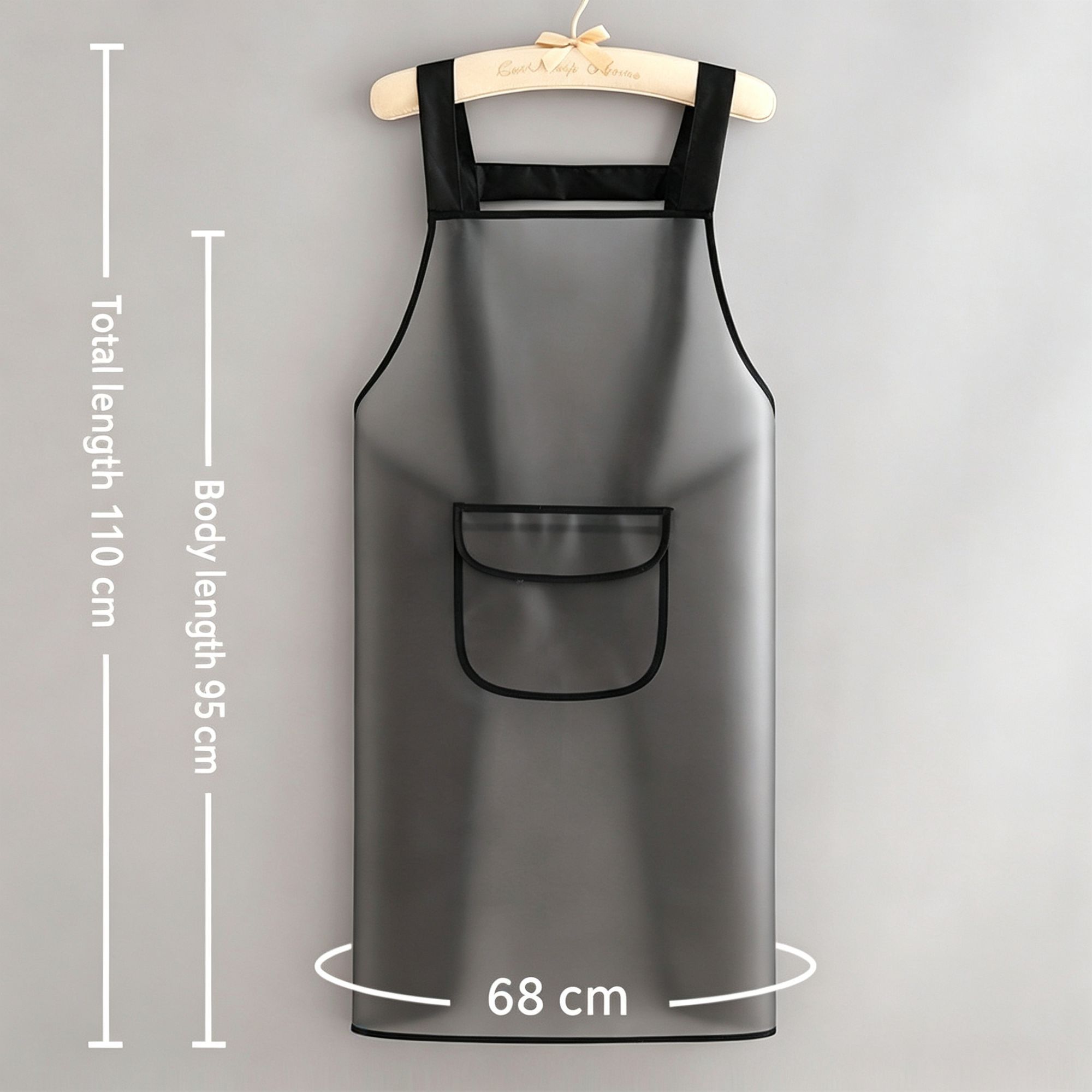 Black 95cm with Pocket | TPU Durable Work Apron | Christmas Daily Cooking Gift