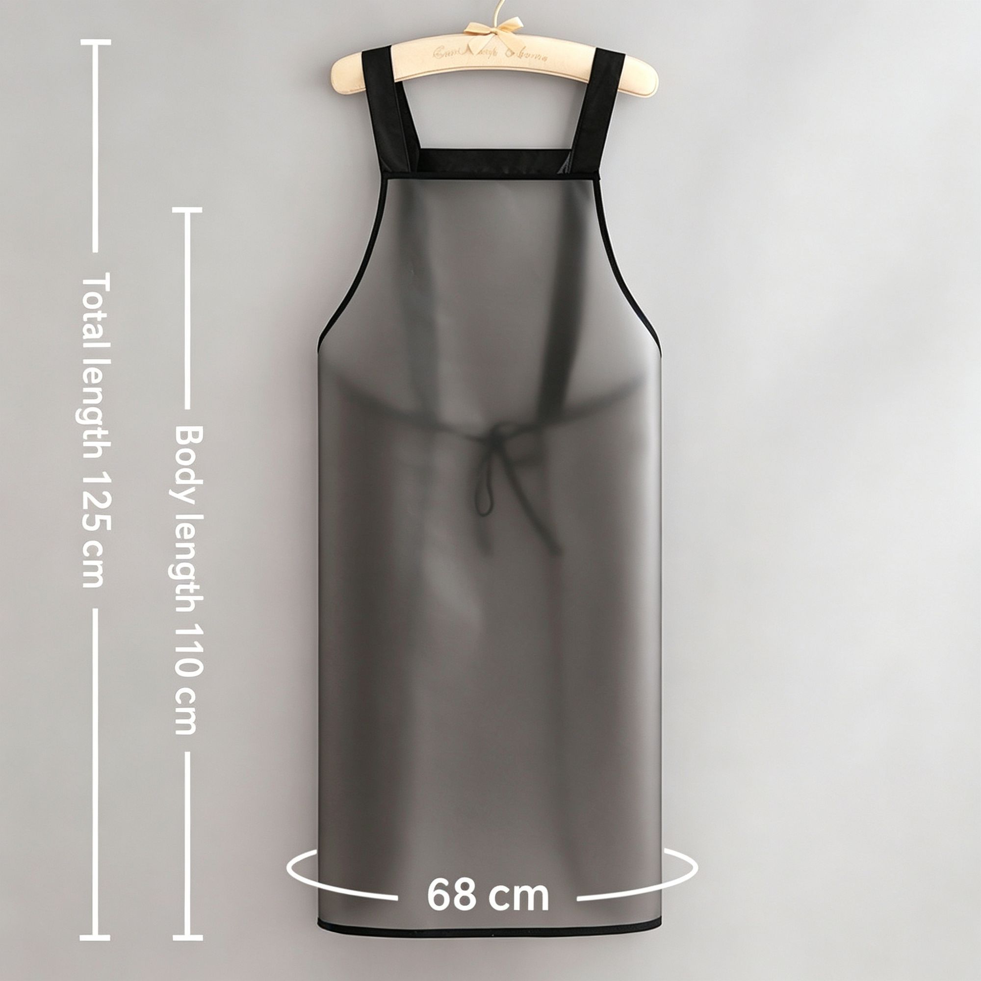 Black 110cm No Pocket | Extra Long TPU Waterproof Apron | Christmas Tall