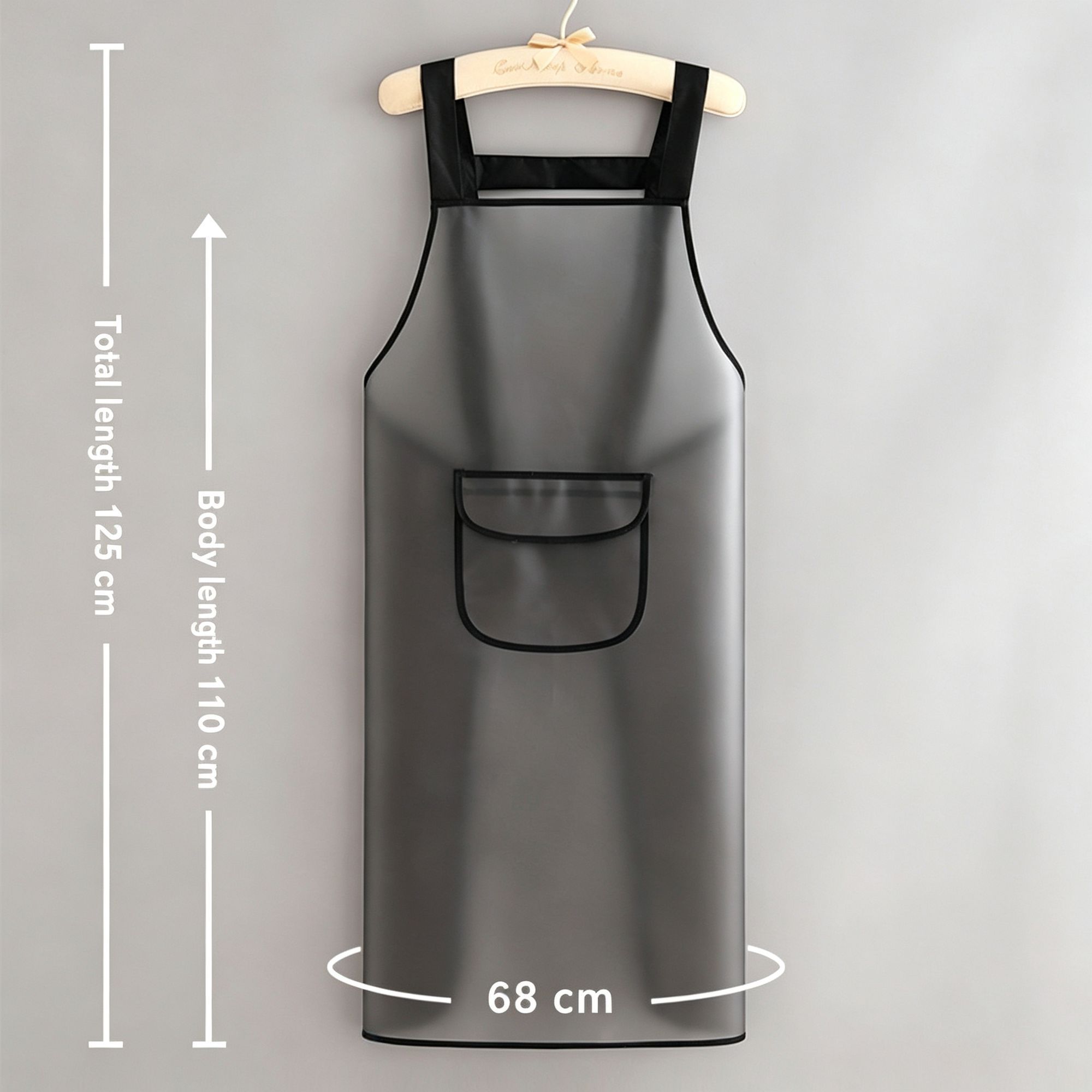 Black 110cm with Pocket | Extra Long TPU Work Apron | Halloween Extended