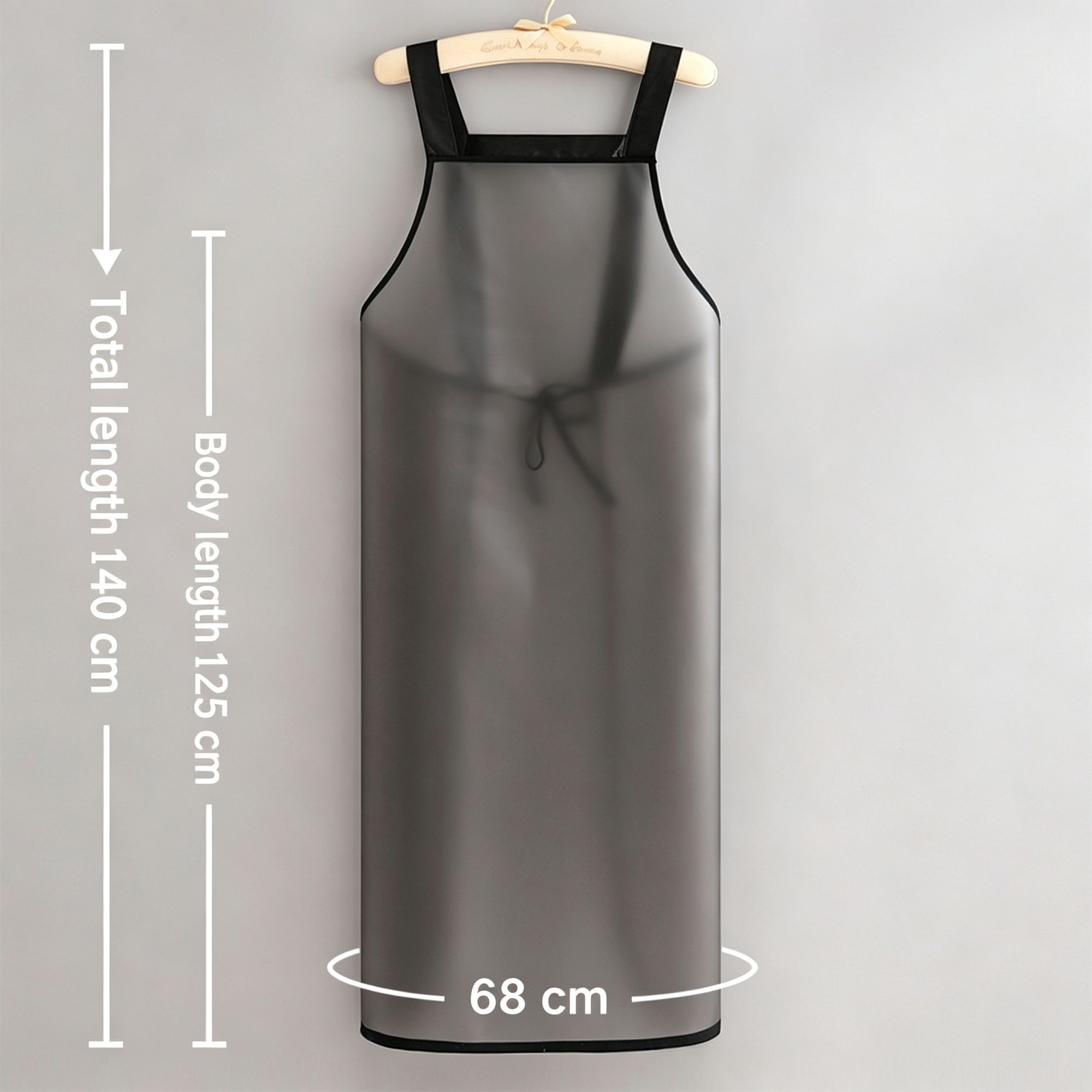Black 125cm No Pocket | Ultra Long TPU Waterproof Apron | Halloween