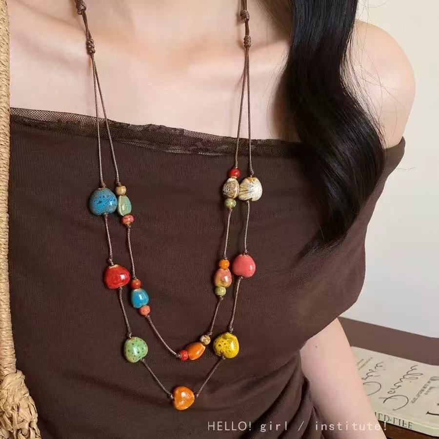 Colorful Ethnic Style | Boho Vibrant Beaded Necklace | Halloween Bohemian — image 1