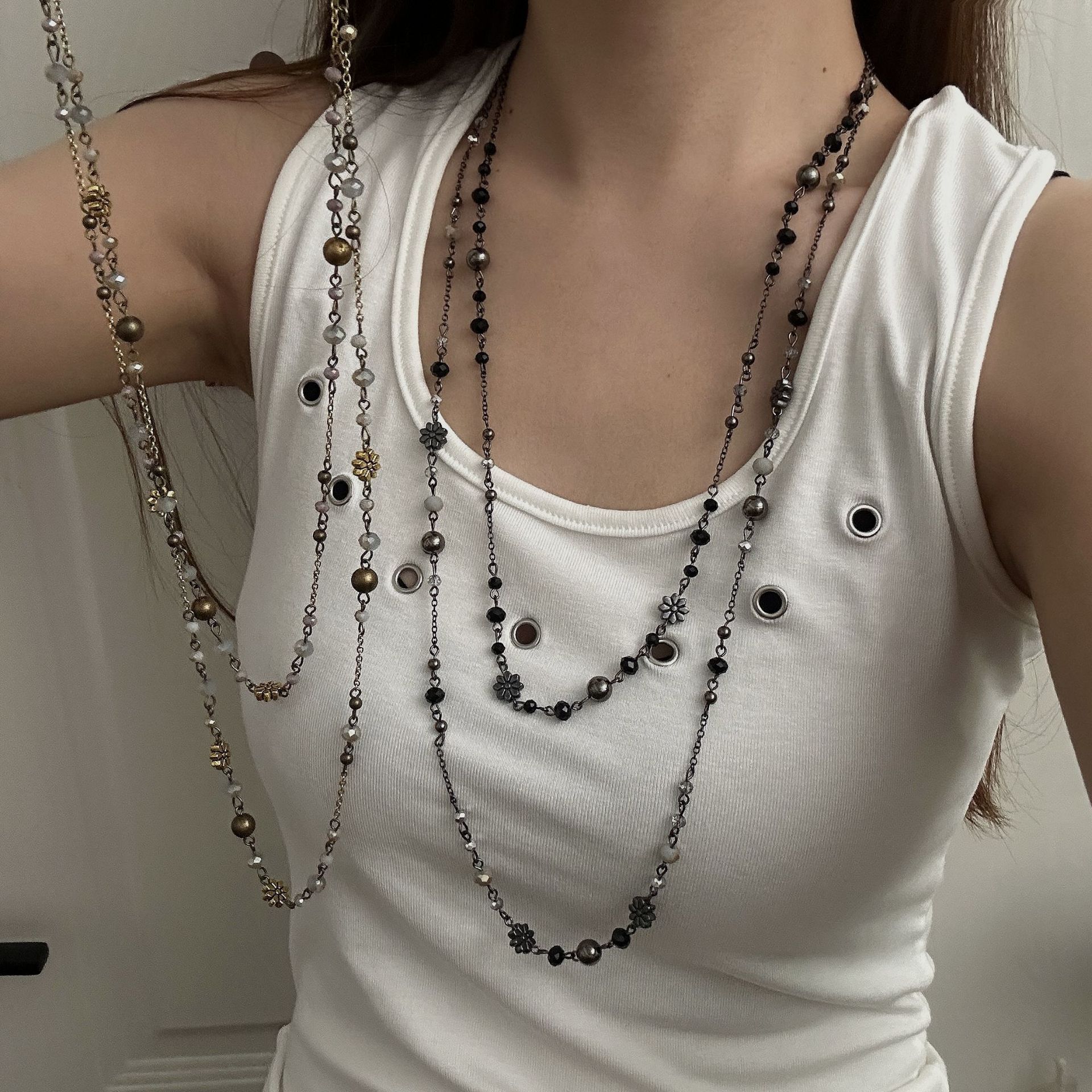 Hollow Star Layered | Y2K Cutout Star Beaded Necklace | Christmas Starry Vibes view 2