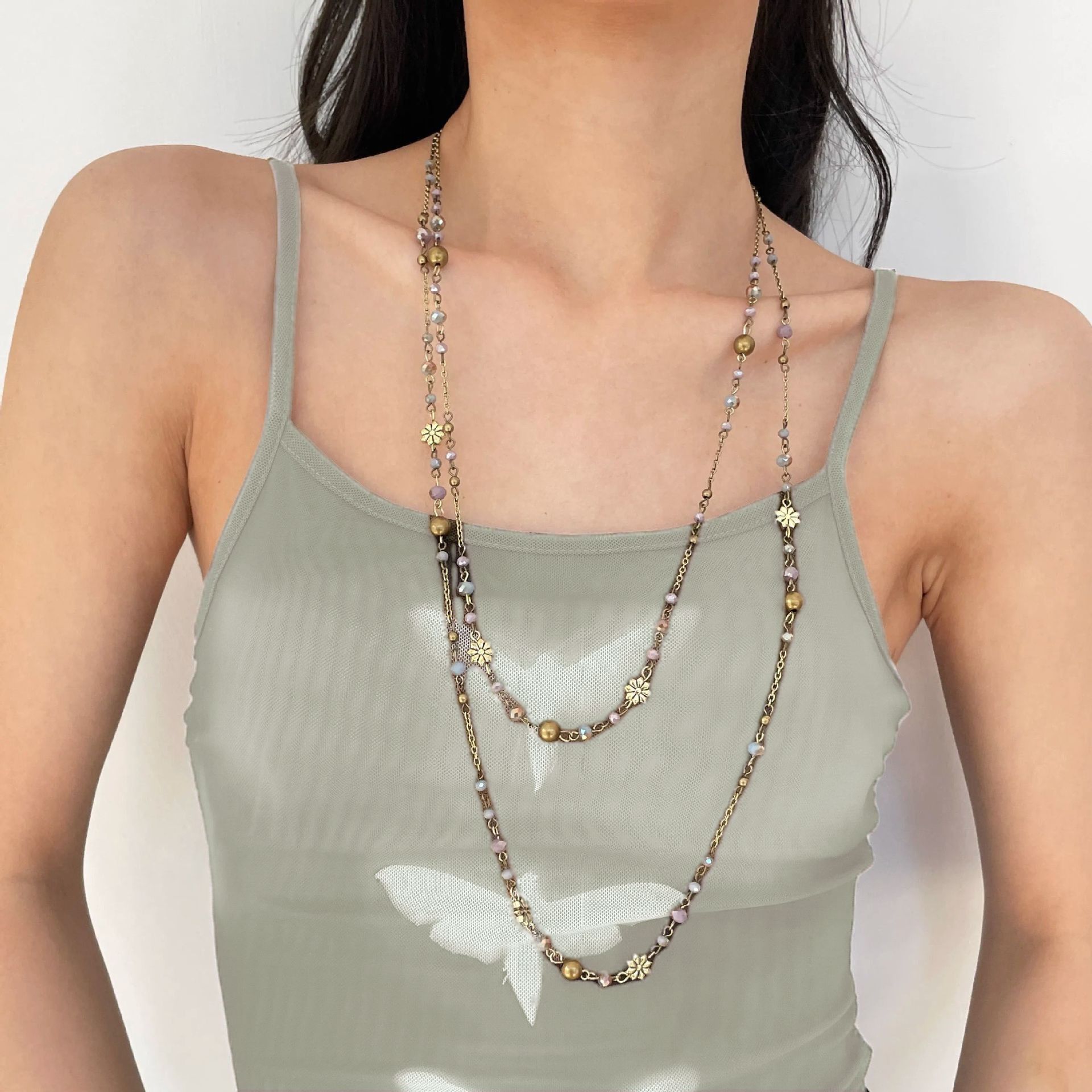 Hollow Star Layered | Y2K Cutout Star Beaded Necklace | Christmas Starry Vibes view 3