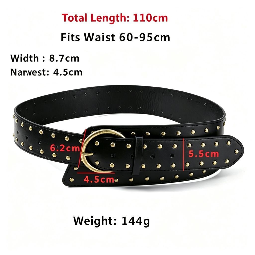 Black PU | Punk Retro Heavy-Duty Wide Belt | Christmas Edgy Streetwear Gift |