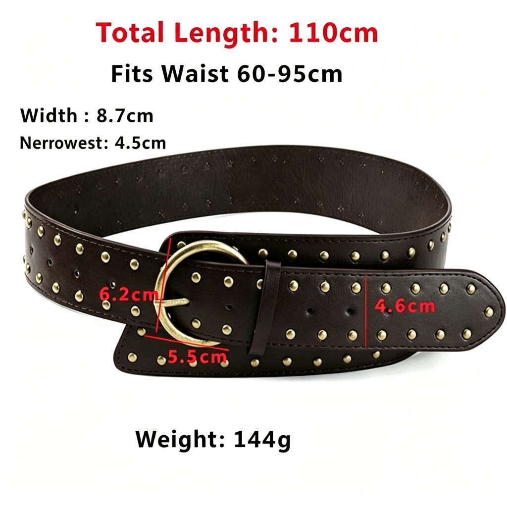 Coffee PU | Punk Vintage Wide Waist Belt | Halloween Retro Casual Gift | Metal