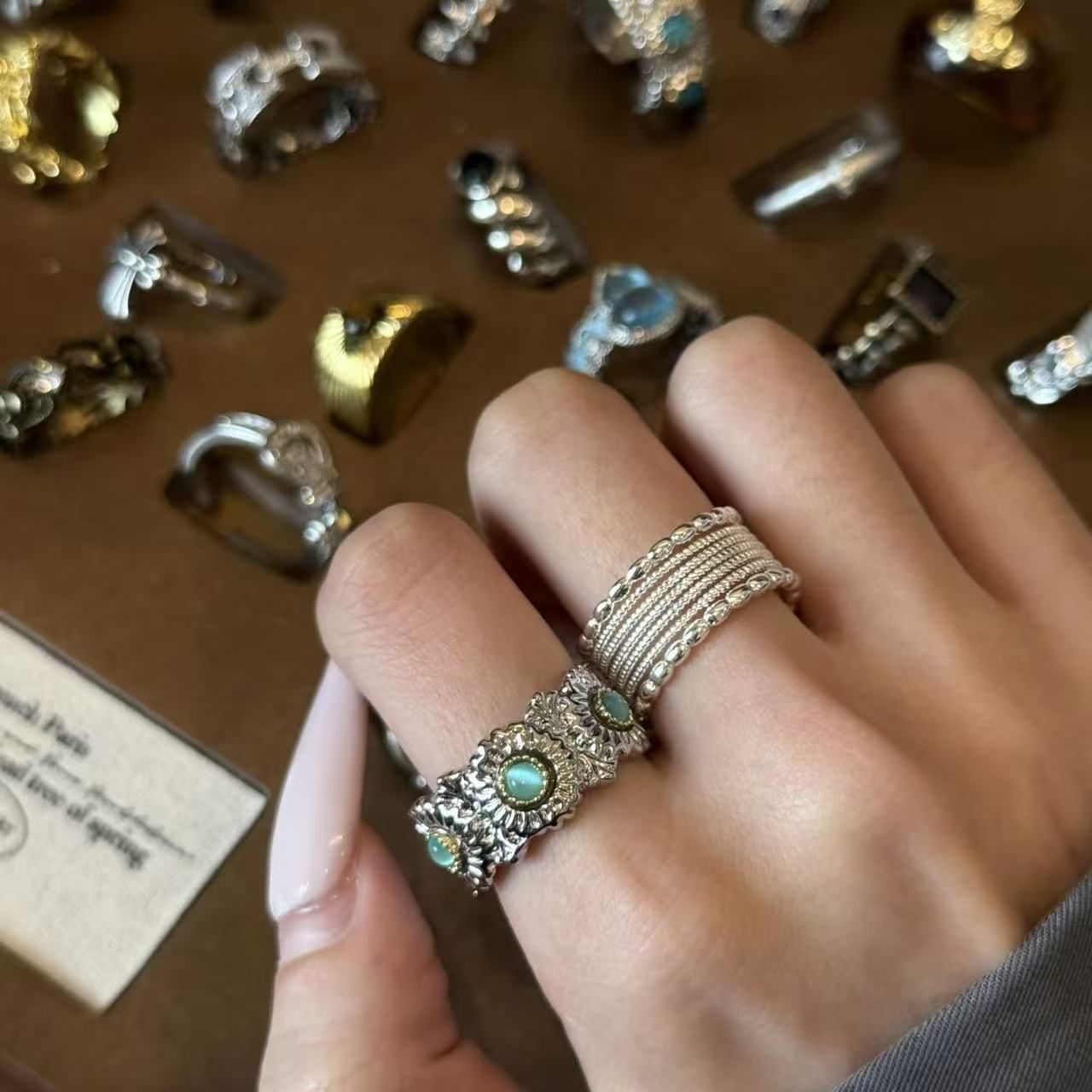 JZ1443 Daily Basic Band | Retro Silver Basic Daily Ring | Christmas Everyday view 3