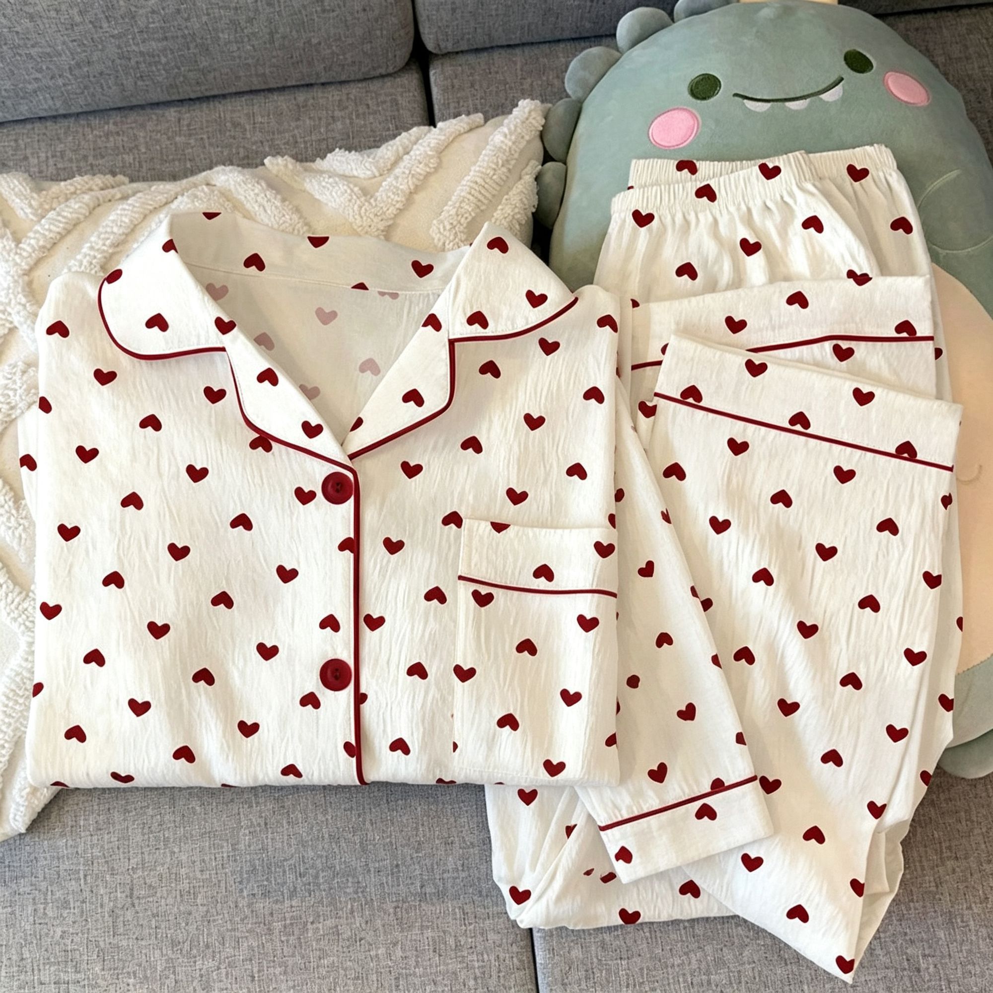 Green Line Size M | Bubble Crinkle Line Print Short Sleepwear | Halloween view 5