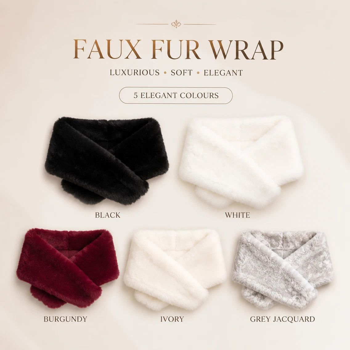 White Ladies Fluffy Faux Fur Wrap Elegant Party Shoulder Cape view 3
