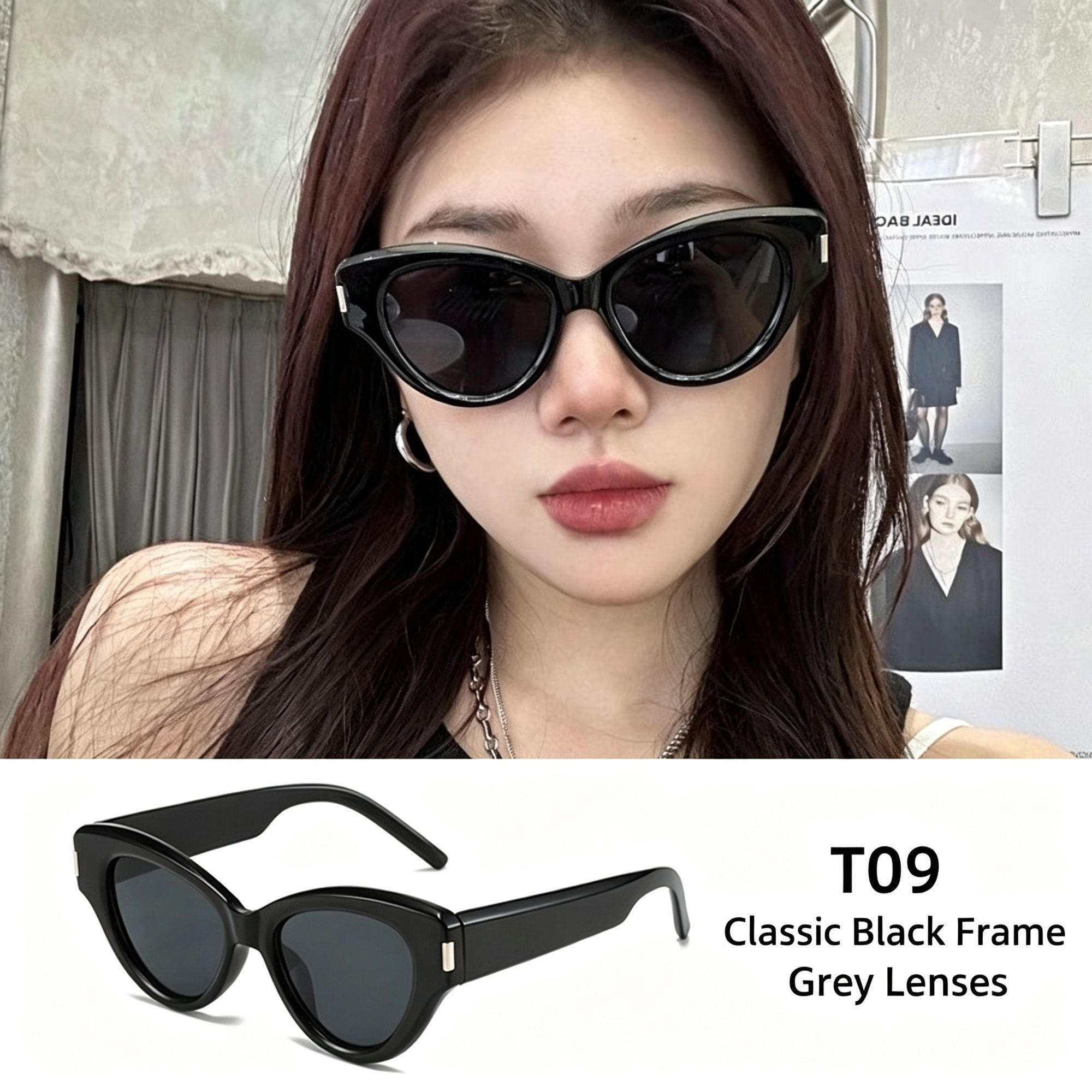 T09 Black Frame Gray Lens