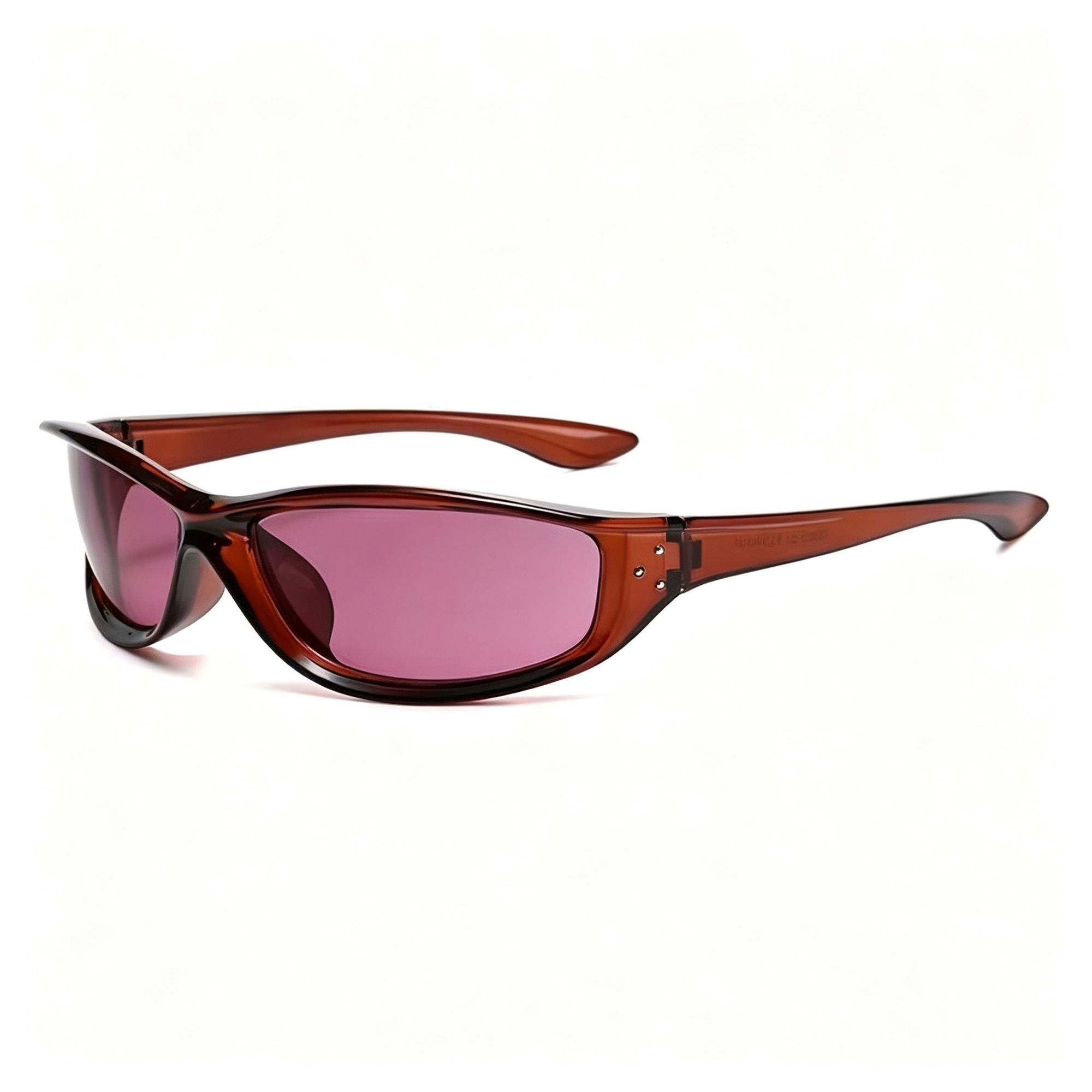 Brown Frame Pink Lens | Y2K Sweet Cool Biker Sunglasses | Halloween Pink Y2K