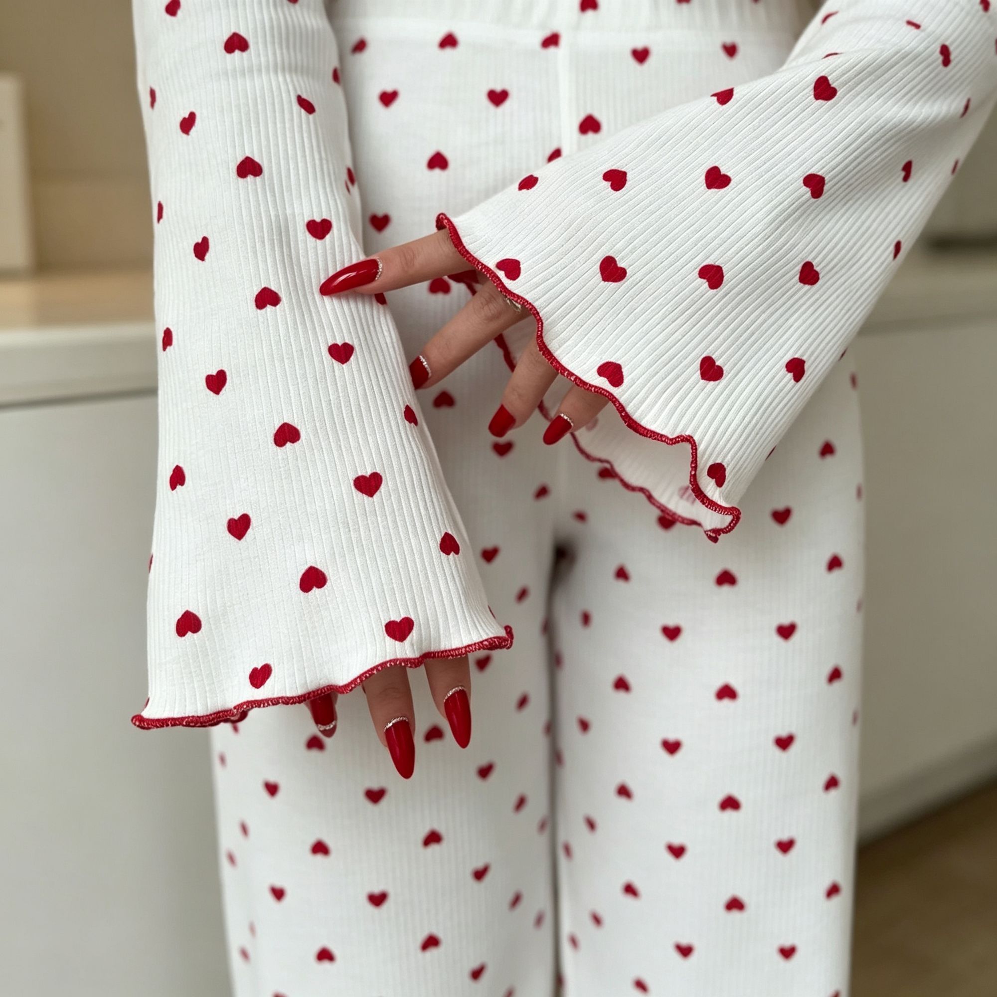 Gray Leopard Size M | Flared Sleeve Leopard Sleepwear Set | Halloween Daily view 4