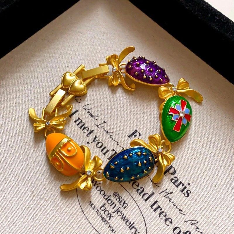 Gold Bracelet with Colorful Stones