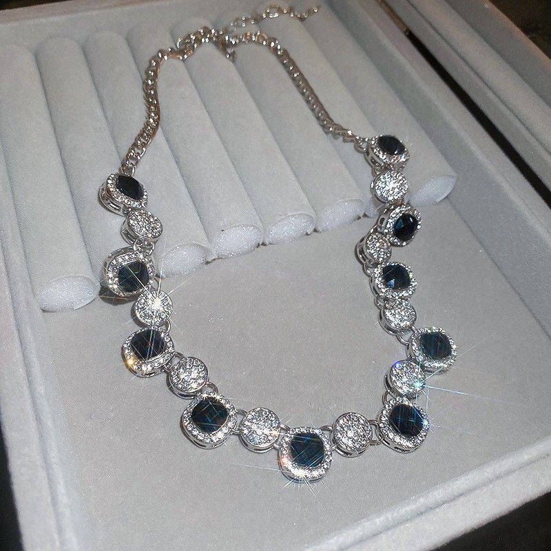Silver Necklace with Black Stone
