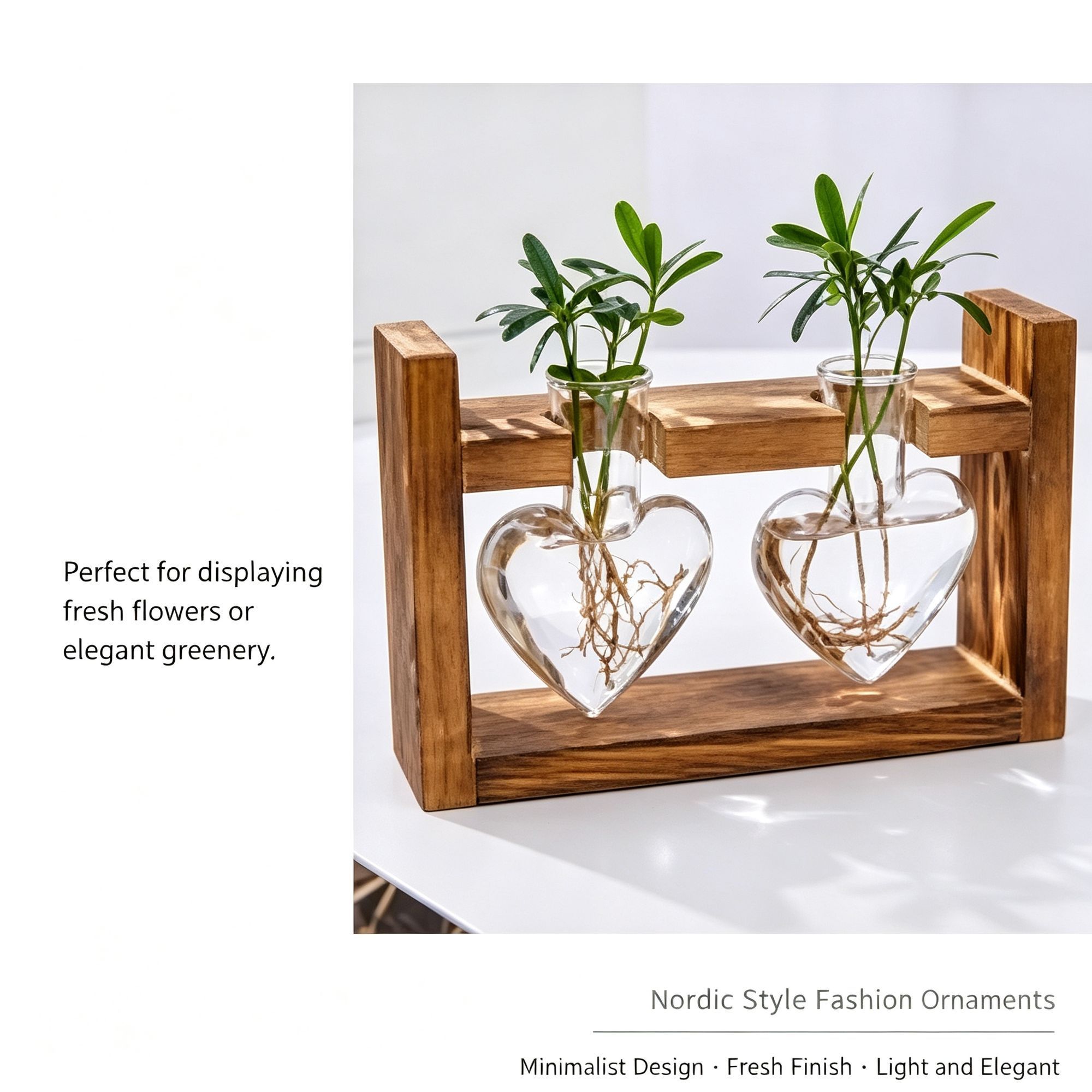 Double Diamond Faceted Glass Vases with Snap-Fit Wooden Stand view 5
