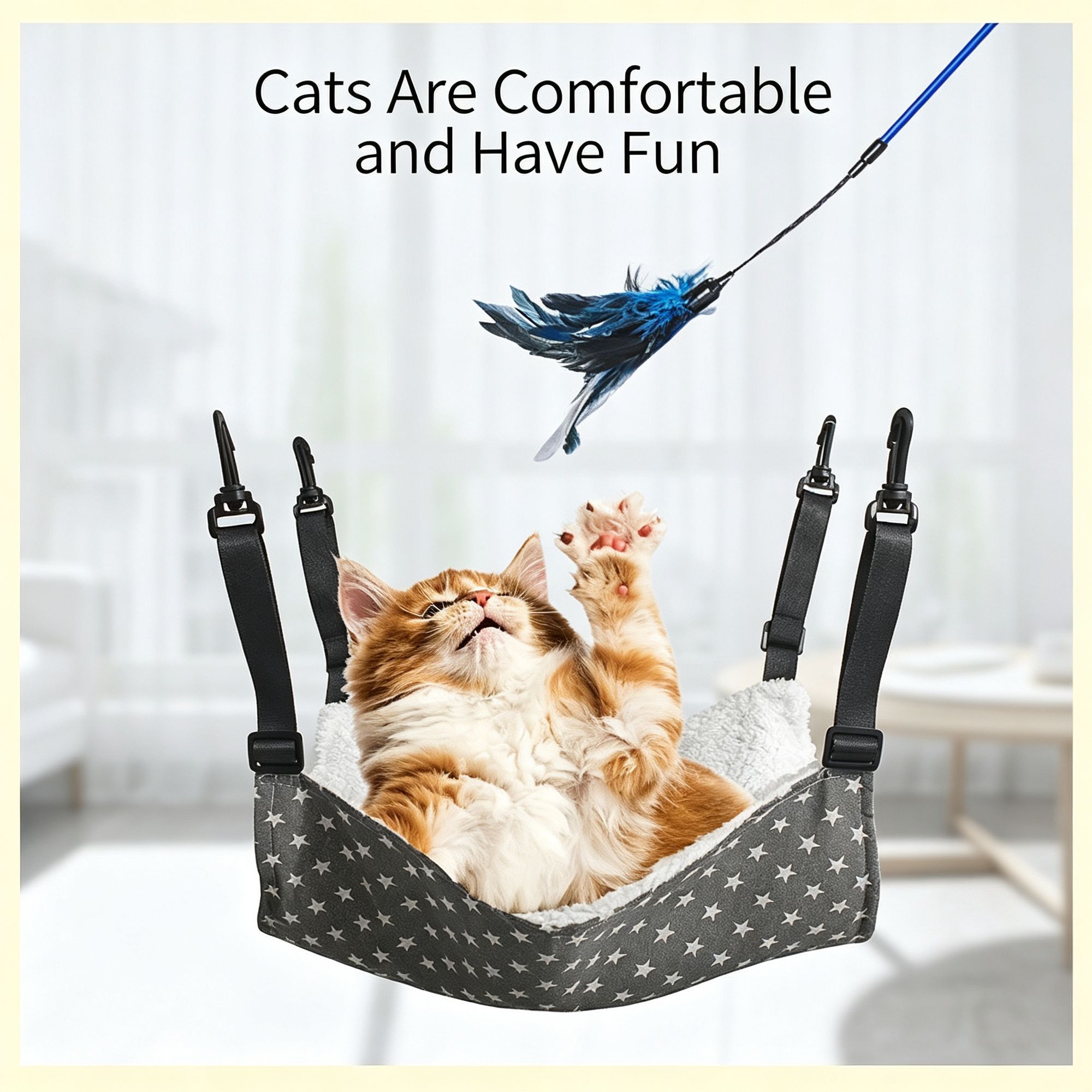 53x35cm Red Star Adjustable Cat Hammock view 6