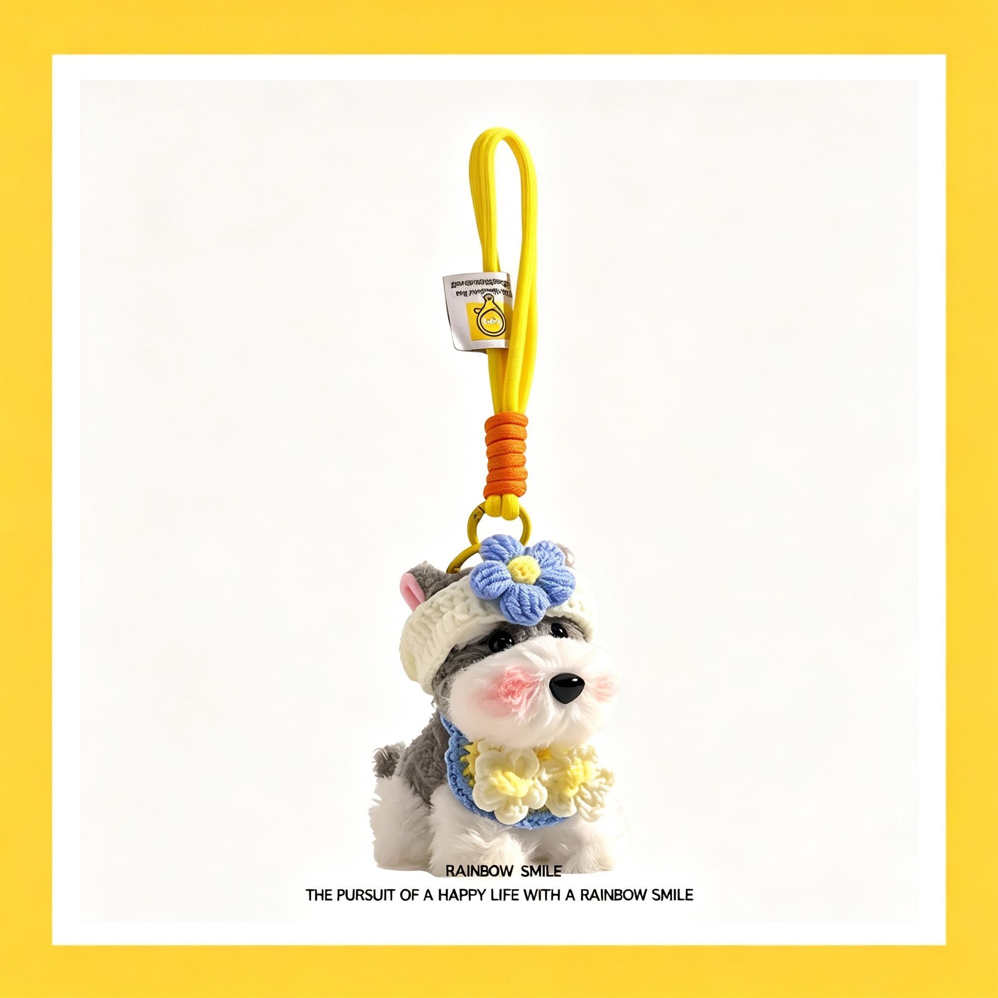 Blue Flower Schnauzer Plush Bag Charm view 2