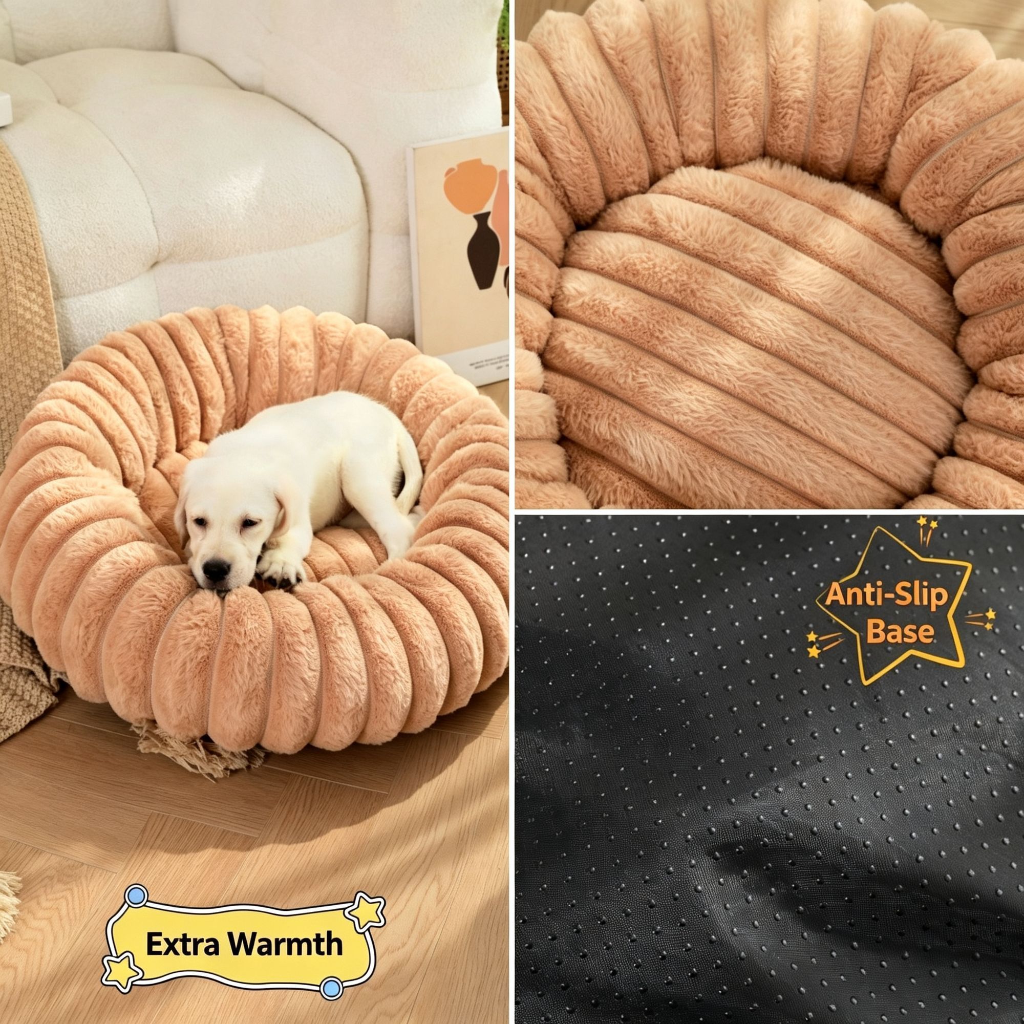 High‑Grade Rabbit Fleece White 50cm Round Pet Bed view 4