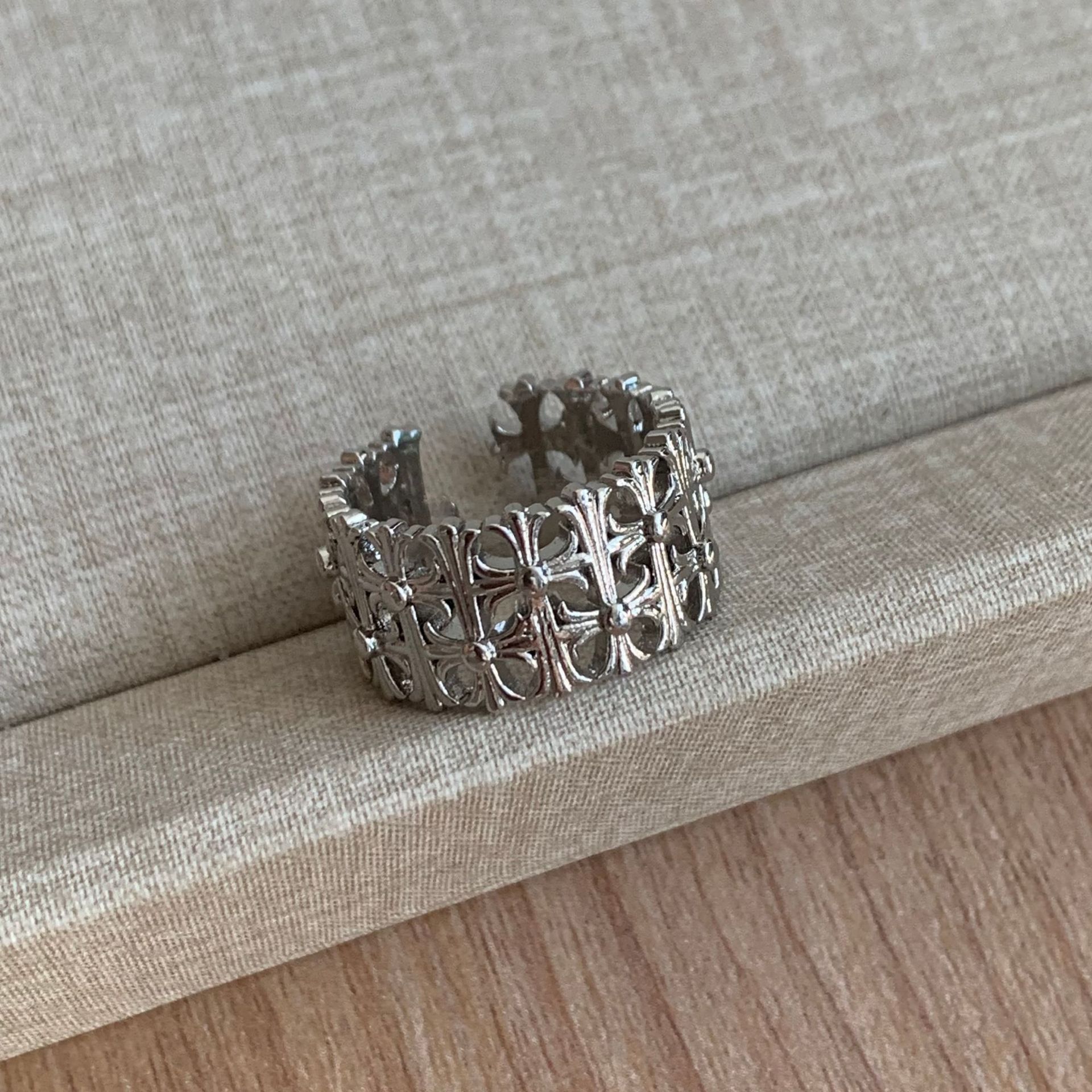 Double Layer Cross Zircon Ring