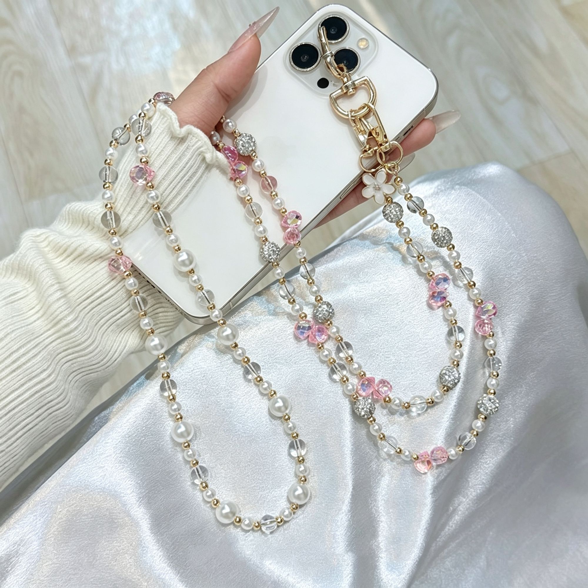 3D Floral Crossbody Phone Charm