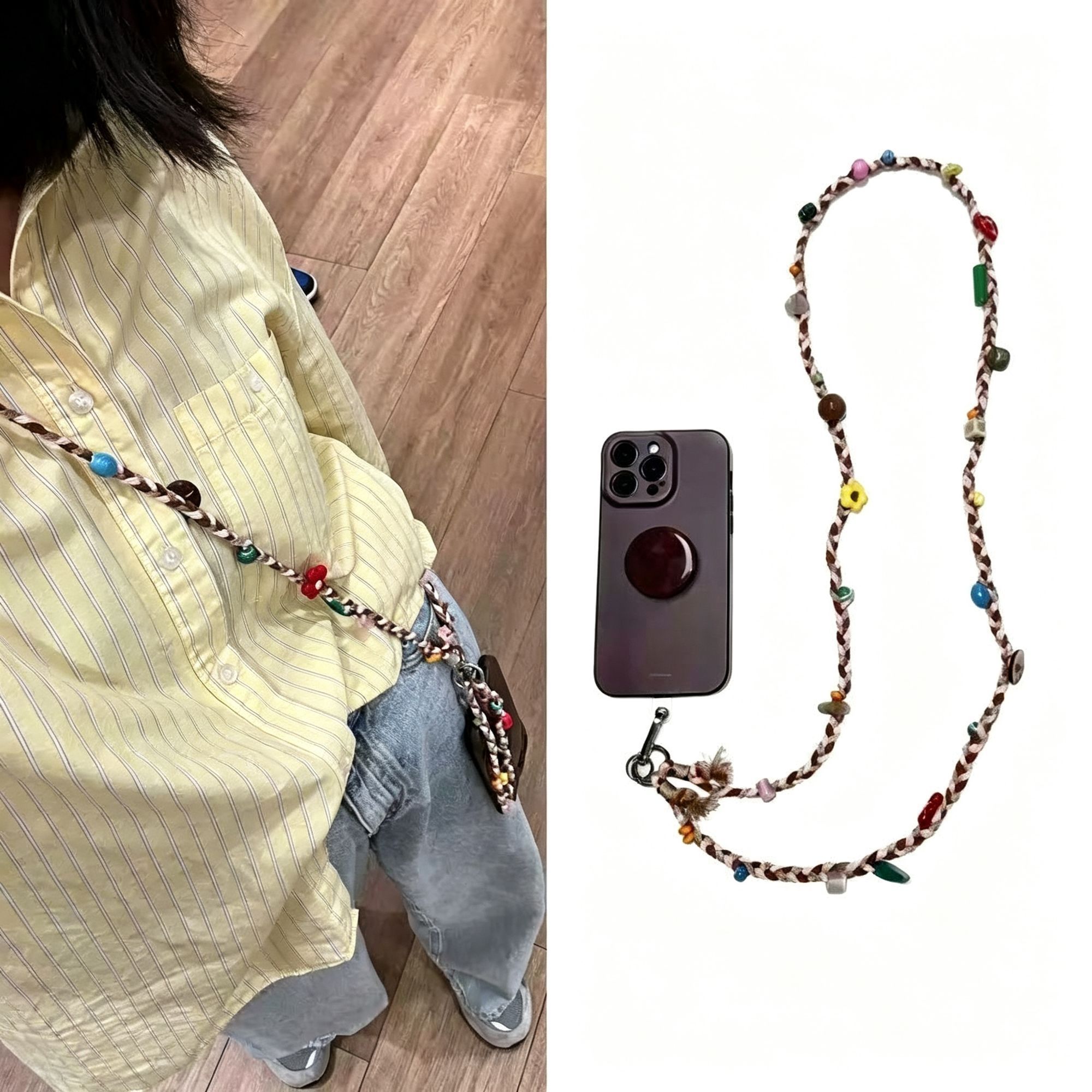 Hand‑Woven Crossbody Phone Pendant