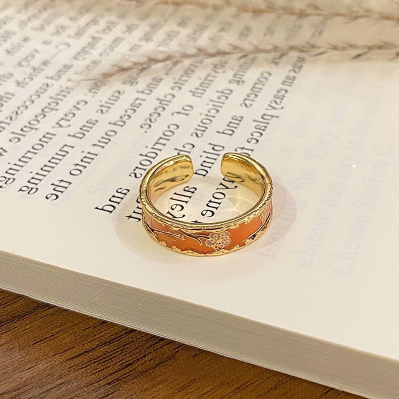 Enamel Drip‑Paint Pattern Open Ring