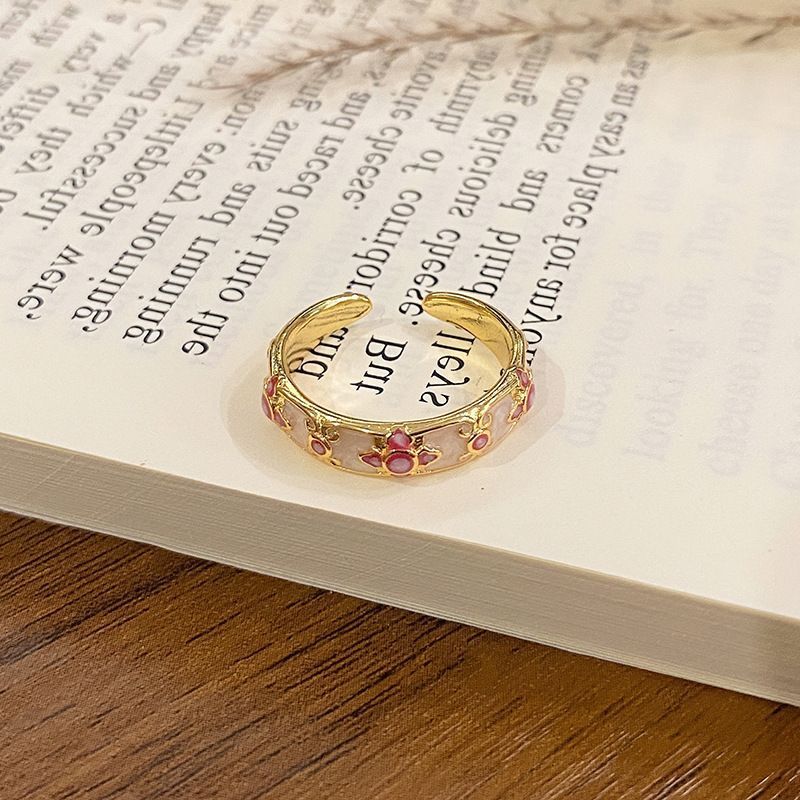 Light Luxury Enamel Pattern Open Ring