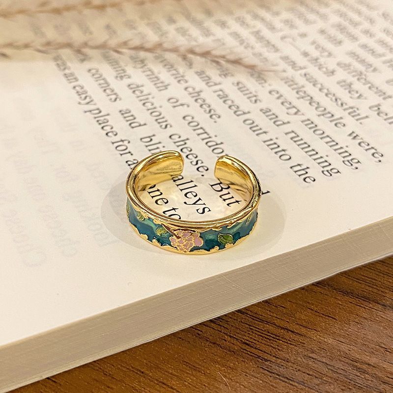 Drip‑Paint Enamel Open Statement Ring