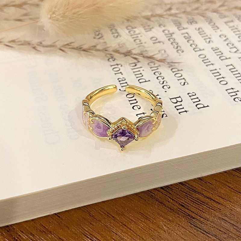 Light‑Luxury Pattern Enamel Open Ring