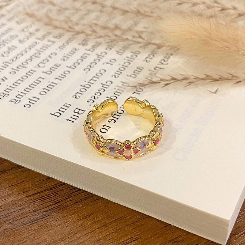 Versatile Enamel Pattern Open Finger Ring