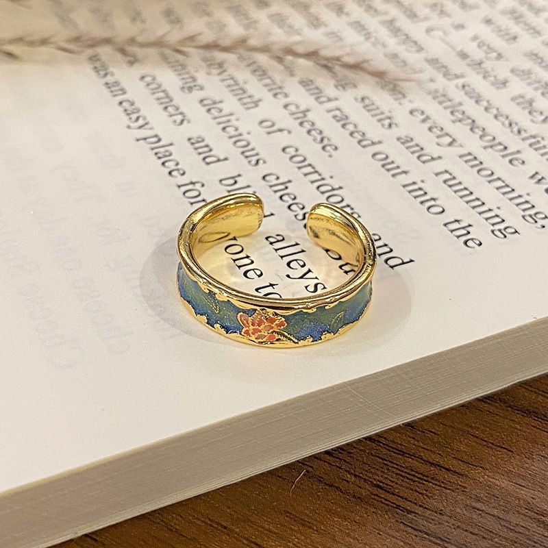 Elegant Enamel Pattern Decorative Open Band