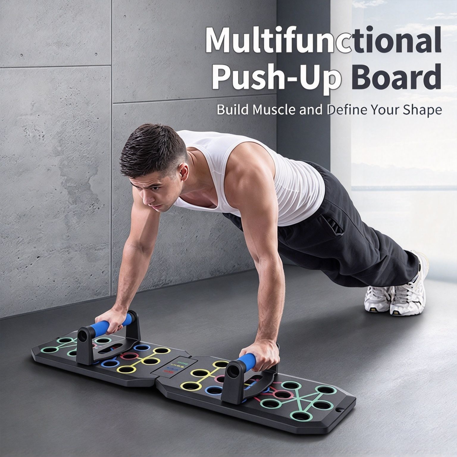 30 Holes Push‑Up Board, Portable Foldable Fitness Equipment for Home Indoor view 2